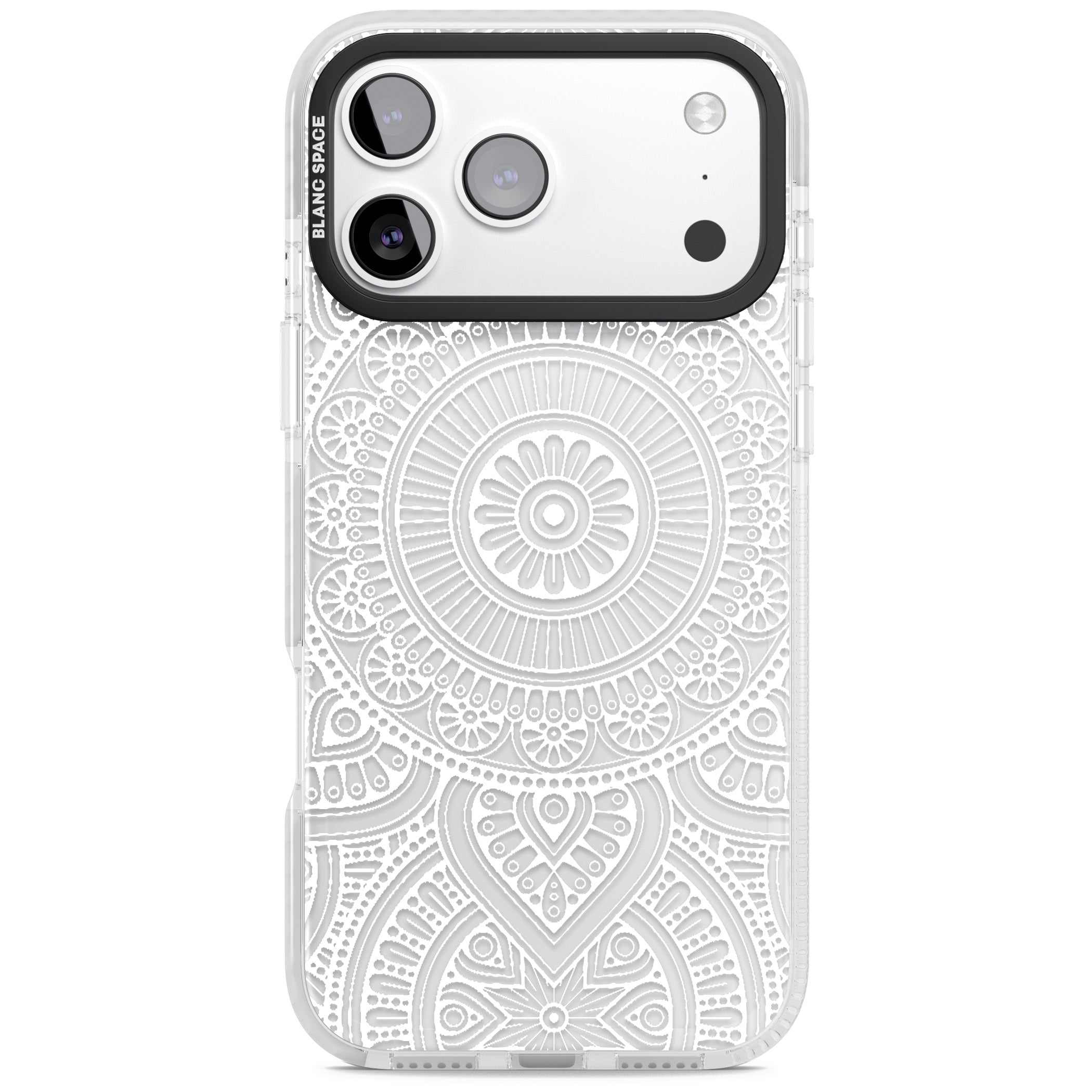 White Henna Flower Wheel iPhone 17 Pro Impact Clear Phone Case