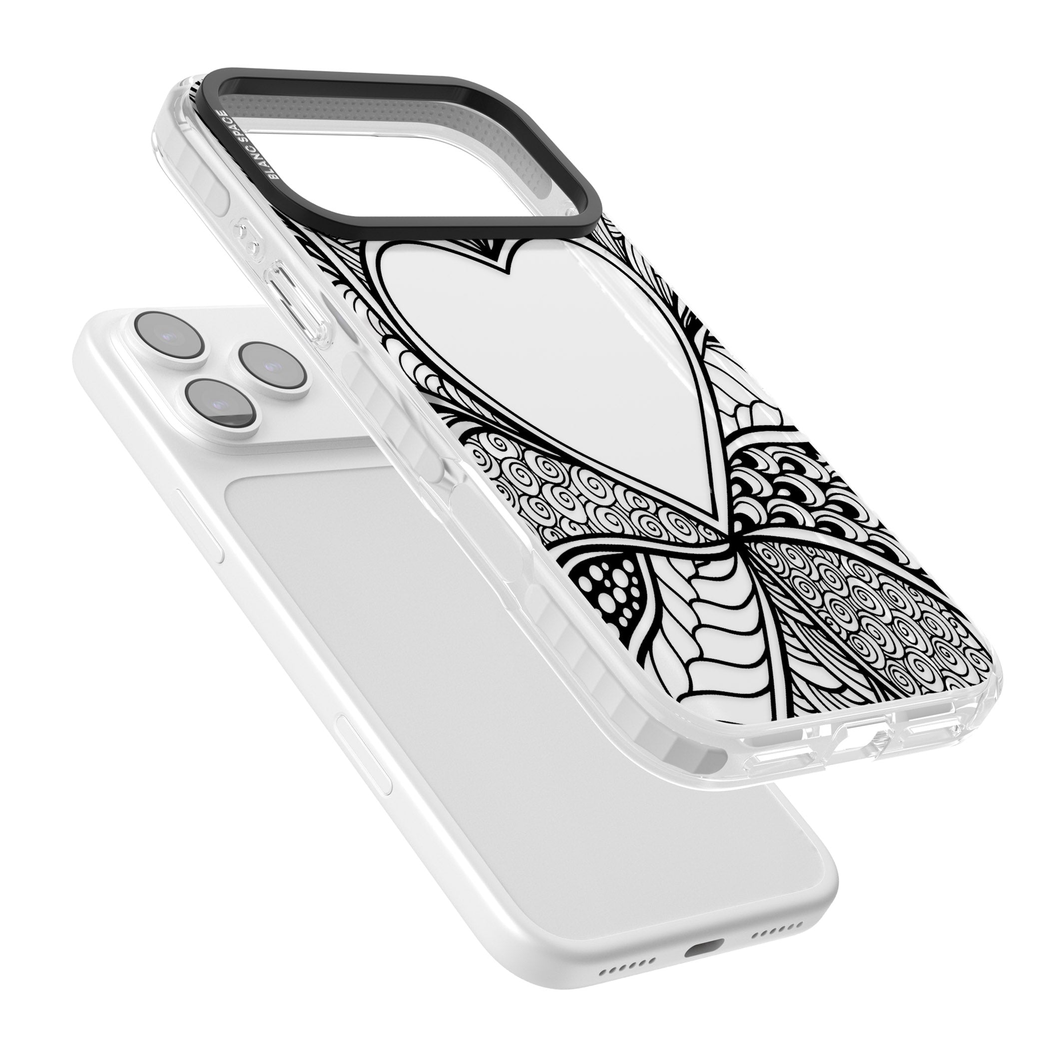 Black Henna Heart iPhone 17 Pro Impact Clear Phone Case Colours