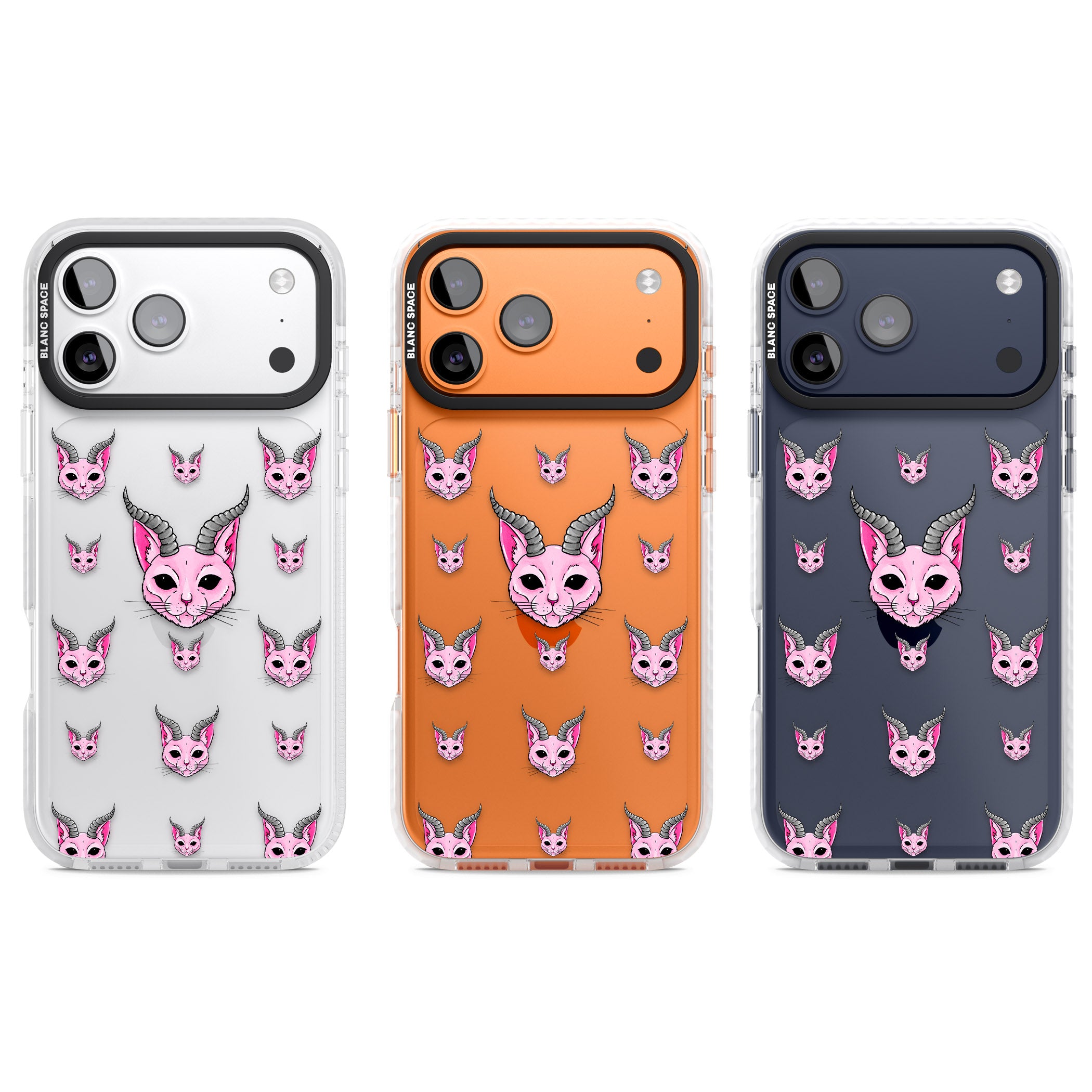 Demon Cat Pattern iPhone 17 Pro Impact Clear Phone Case APT Impact Protection