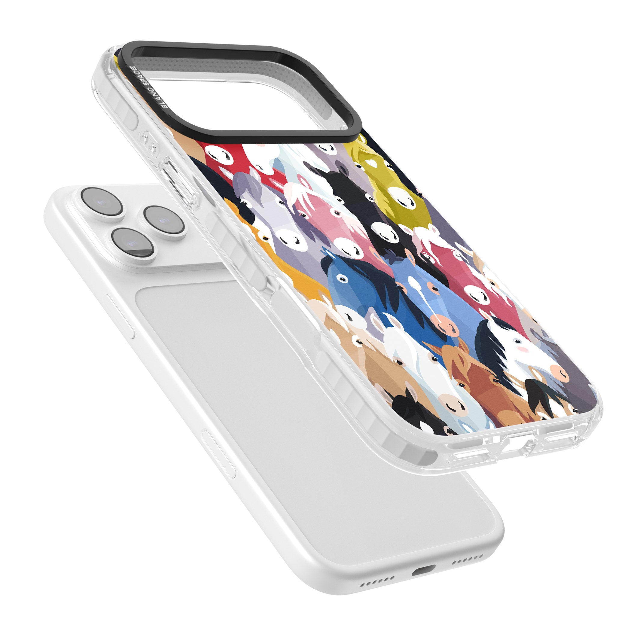 Colourful Horse Pattern iPhone 17 Pro Impact Clear Phone Case Colours