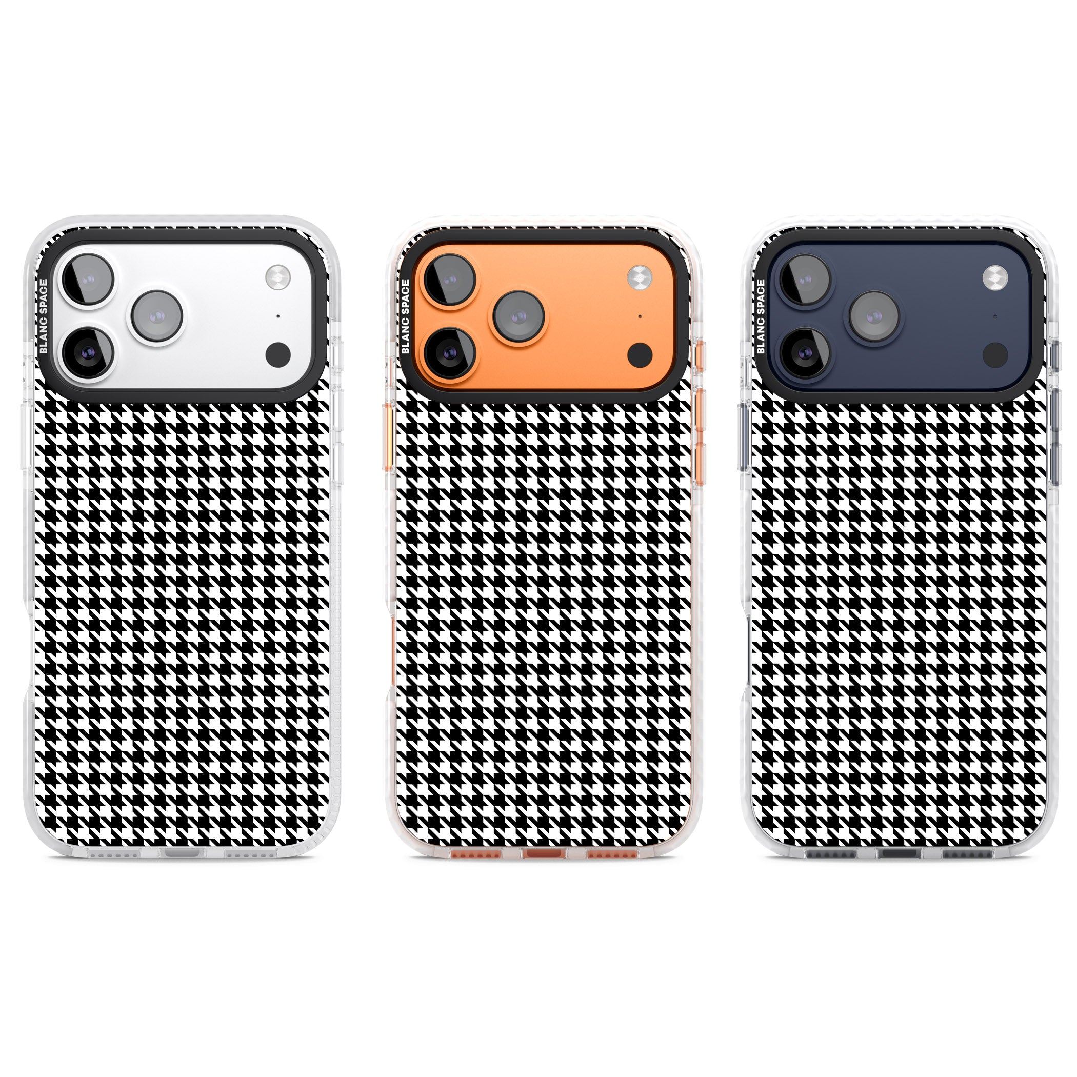 Black Houndstooth Pattern iPhone 17 Pro Impact Clear Phone Case APT Impact Protection