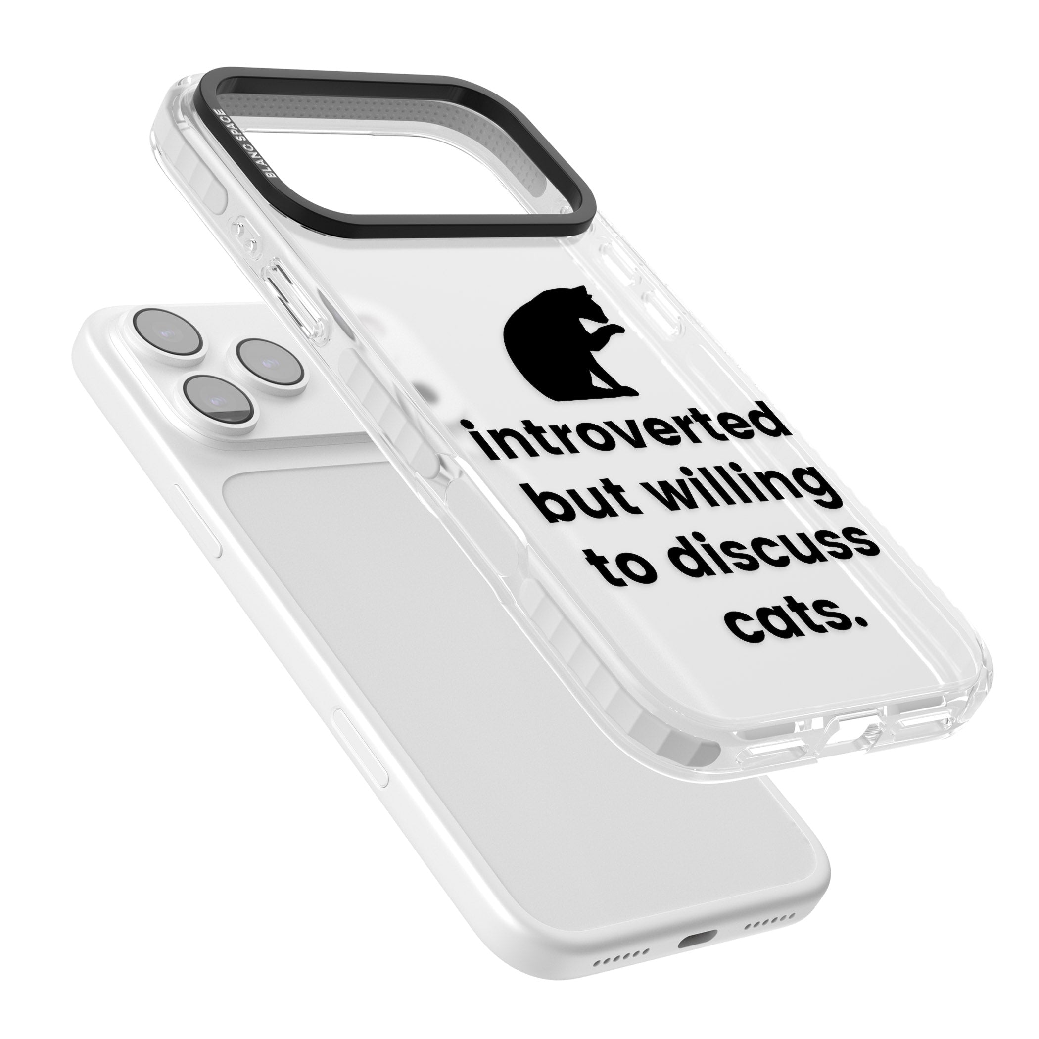 Introverted But Willing To Discuss Cats iPhone 17 Pro Impact Clear Phone Case Colours