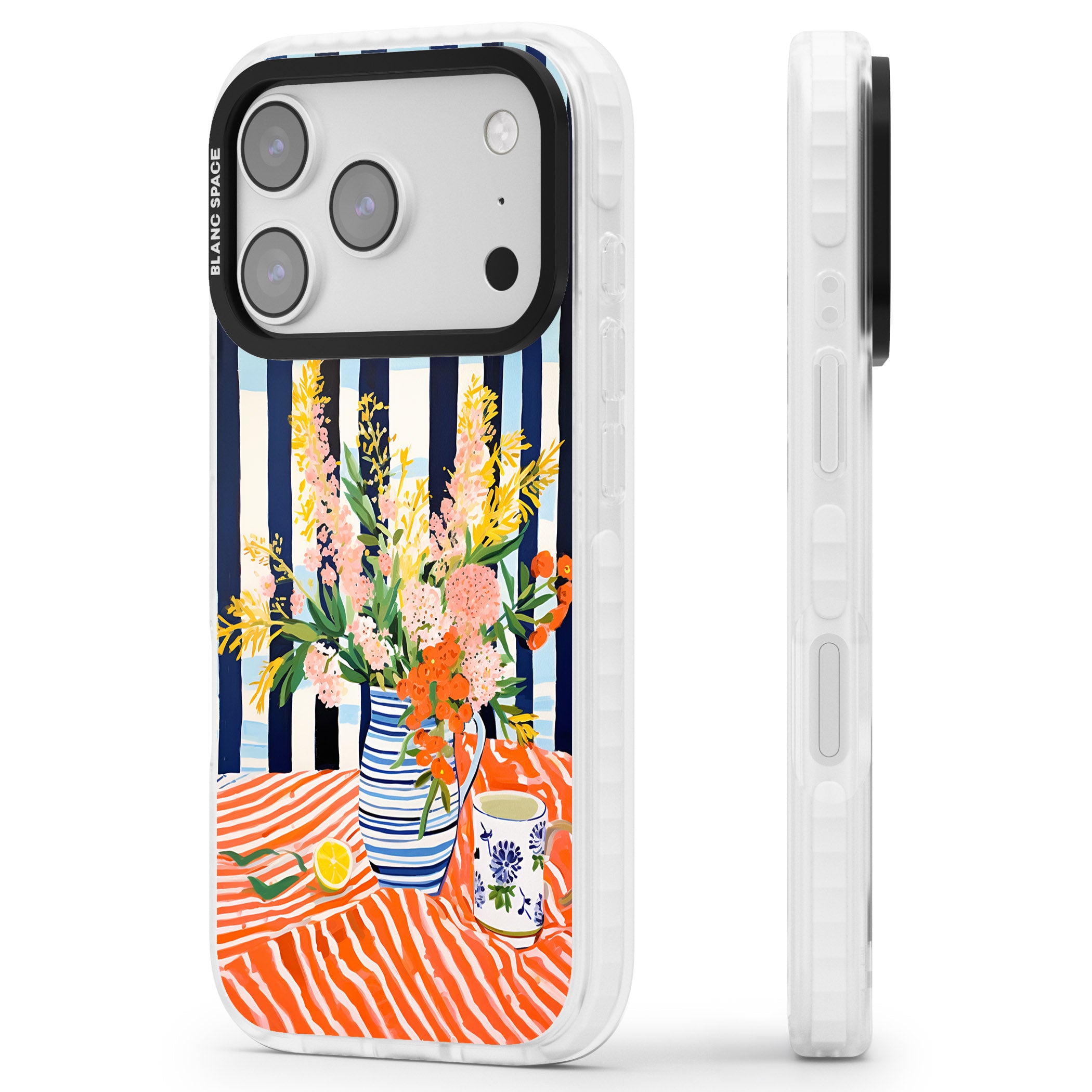 Seaside Flowers iPhone 17 Pro Impact Clear Phone Case Side Profile