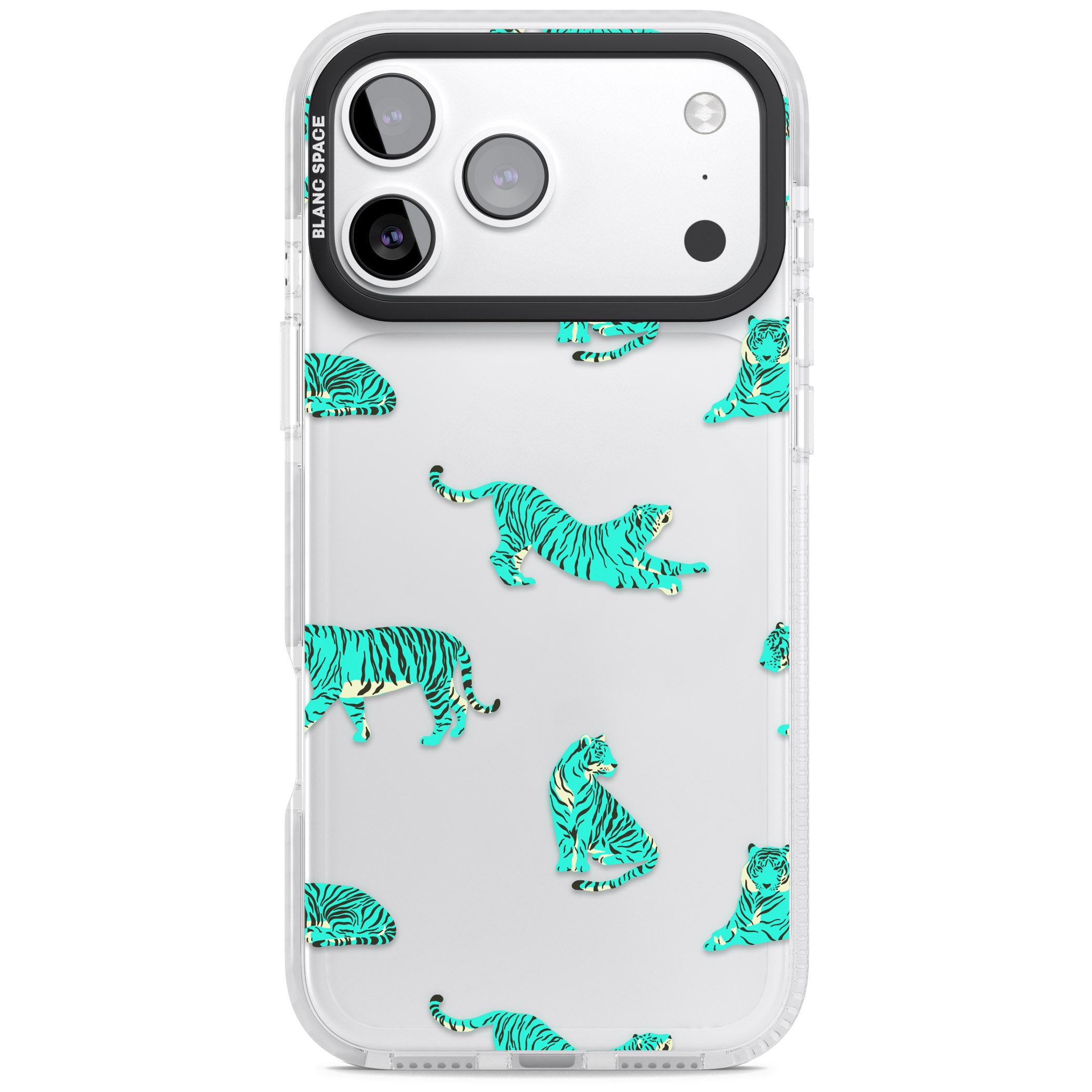 Turquoise Tiger iPhone 17 Pro Impact Clear Phone Case