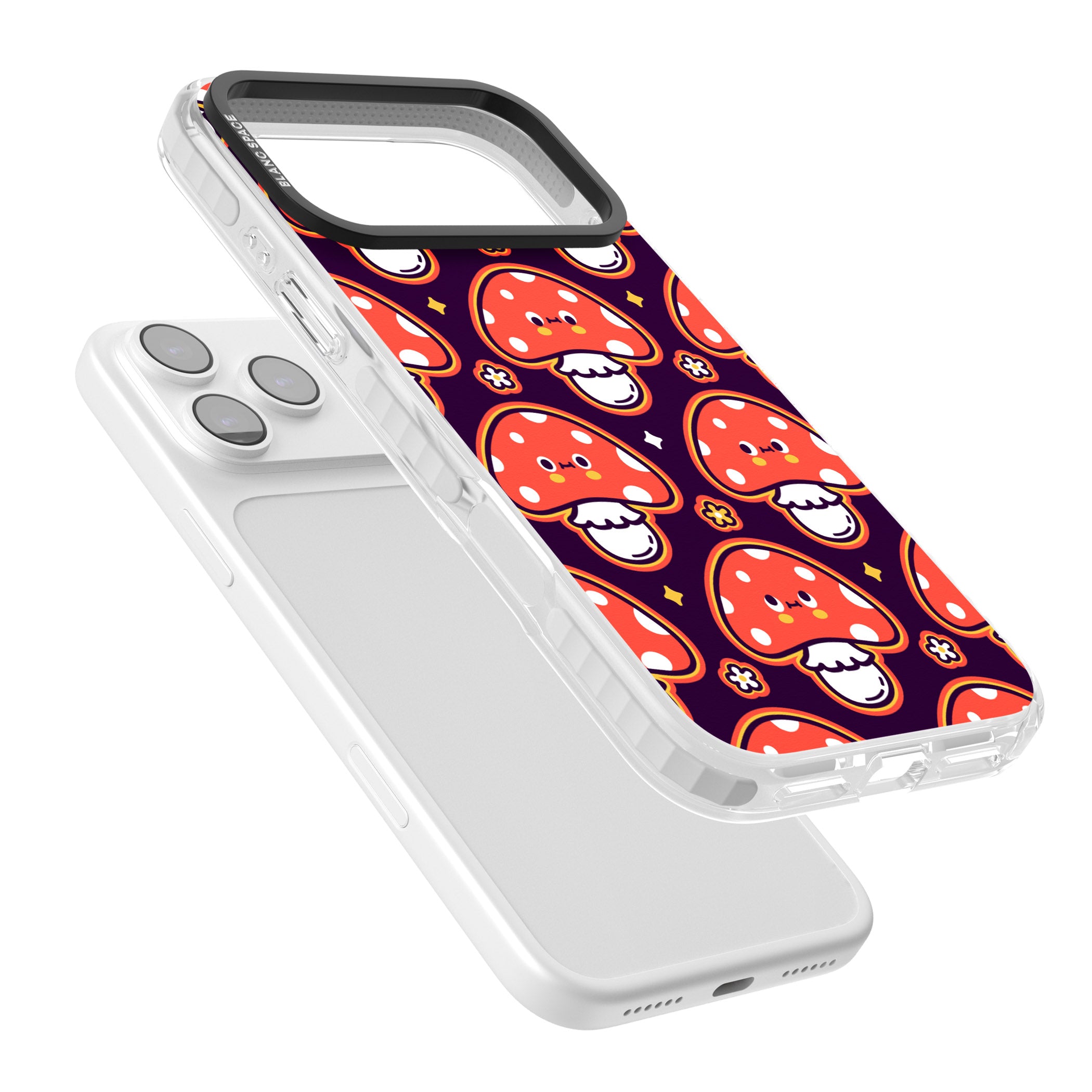 Mushroom Kawaii Pattern iPhone 17 Pro Impact Clear Phone Case Colours