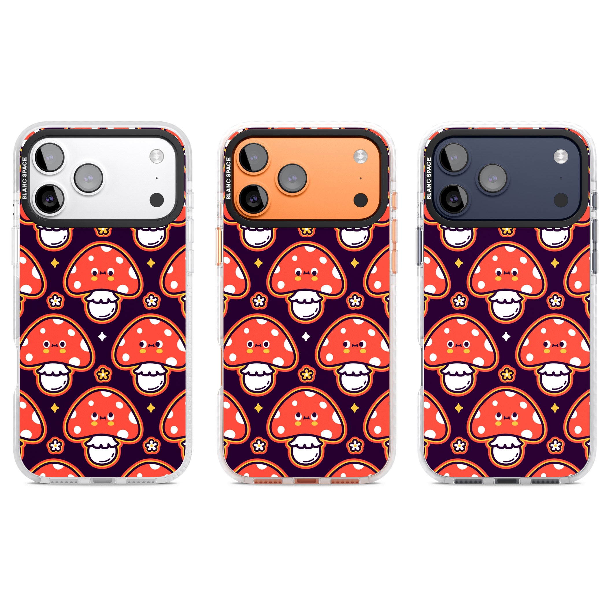 Mushroom Kawaii Pattern iPhone 17 Pro Impact Clear Phone Case APT Impact Protection