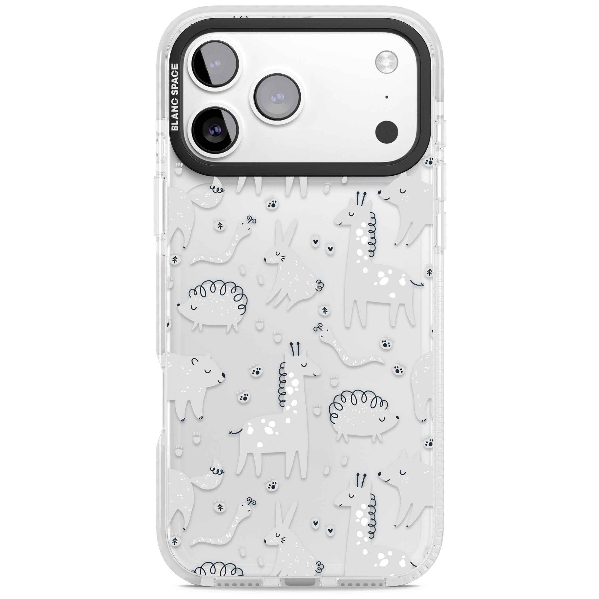 Monochrome Animal Party iPhone 17 Pro Impact Clear Phone Case