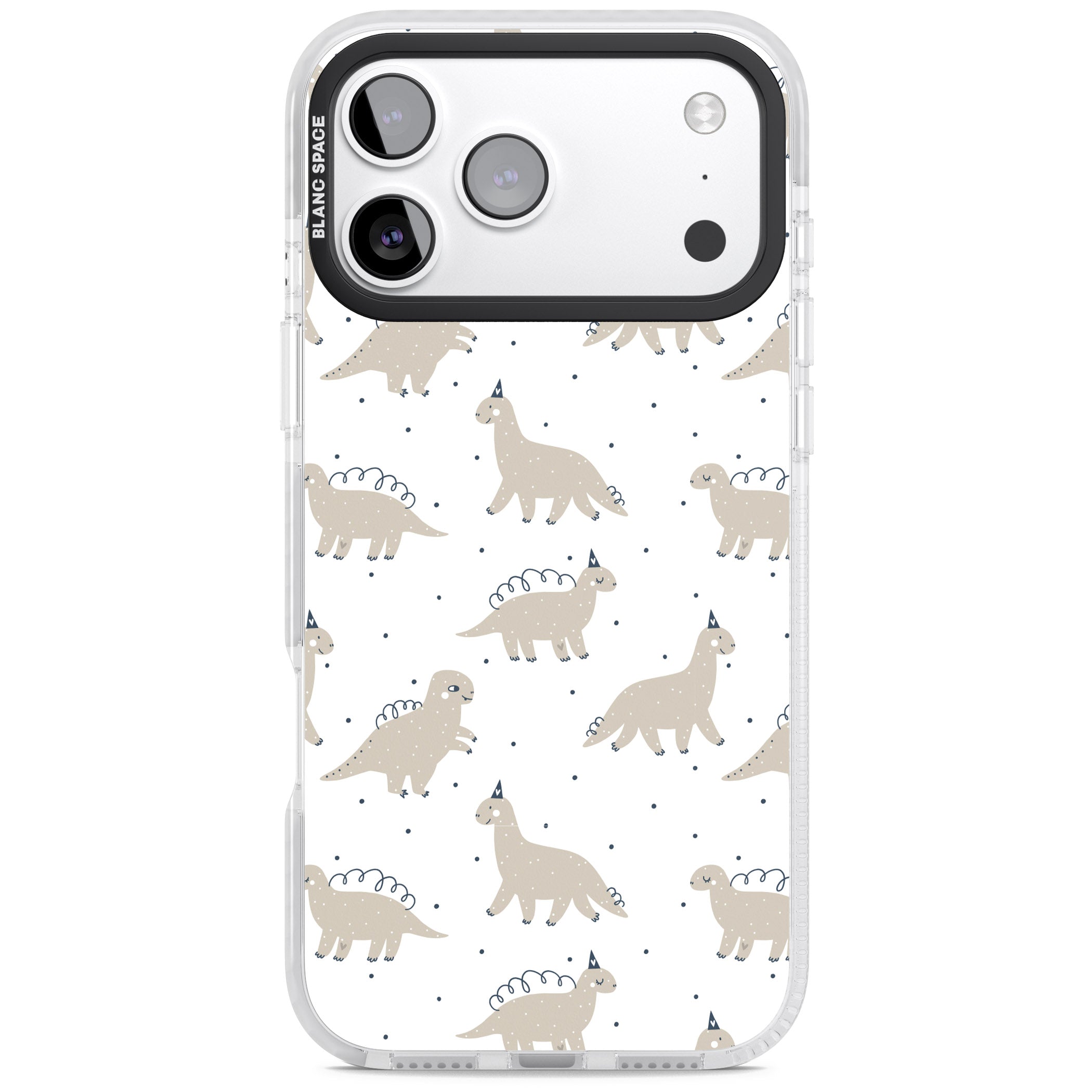 Party Dino Pattern iPhone 17 Pro Impact Clear Phone Case