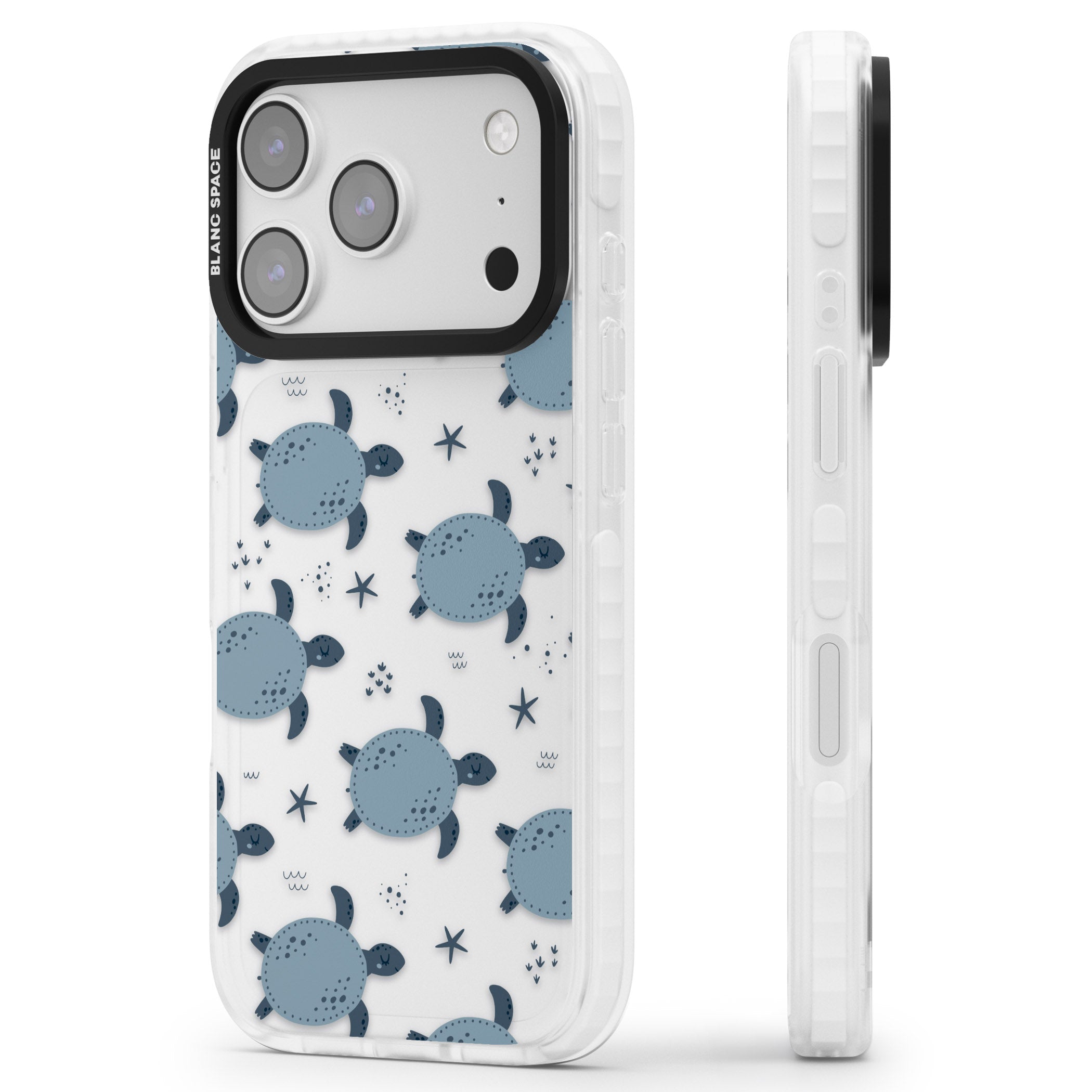 Under The Sea Patterns Sea Turtles (Clear) iPhone 17 Pro Max Impact Clear Phone Case Side Profile