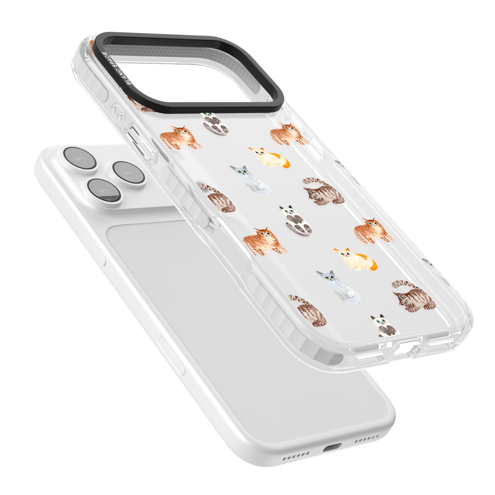 Cute Cat Pattern Classic iPhone 17 Pro Max Impact Clear Phone Case Colours