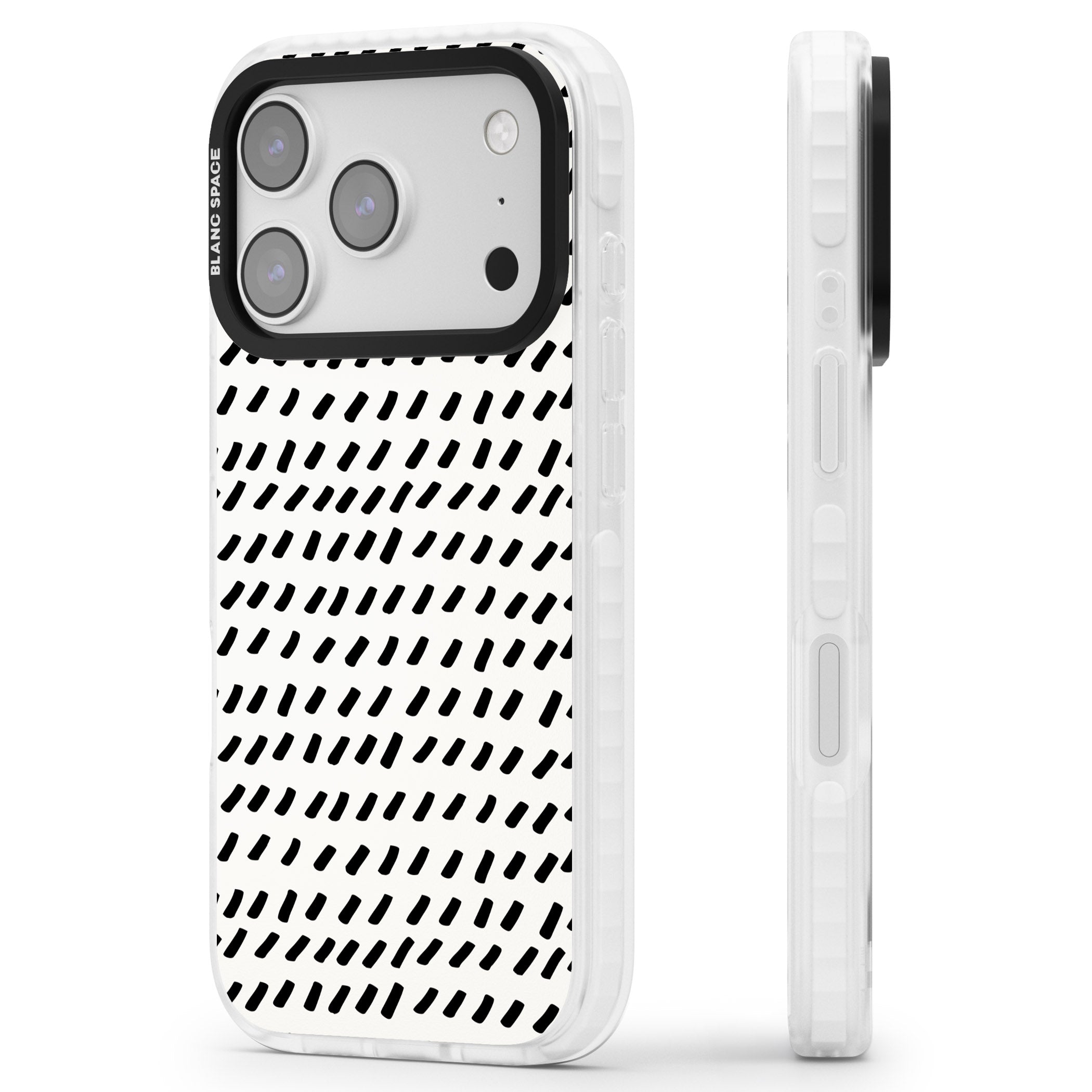 Hand Drawn Lines Pattern iPhone 17 Pro Impact Pro Clear Phone Case Side Profile