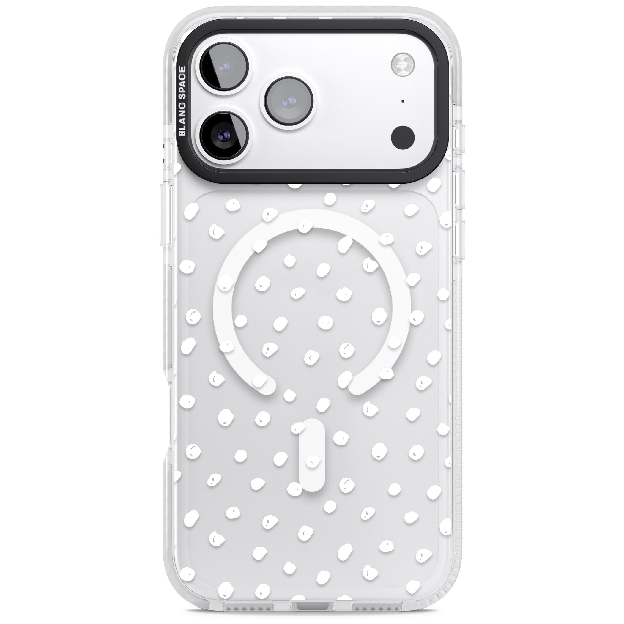 Messy White Dot Pattern iPhone 17 Pro Impact Pro Clear Phone Case