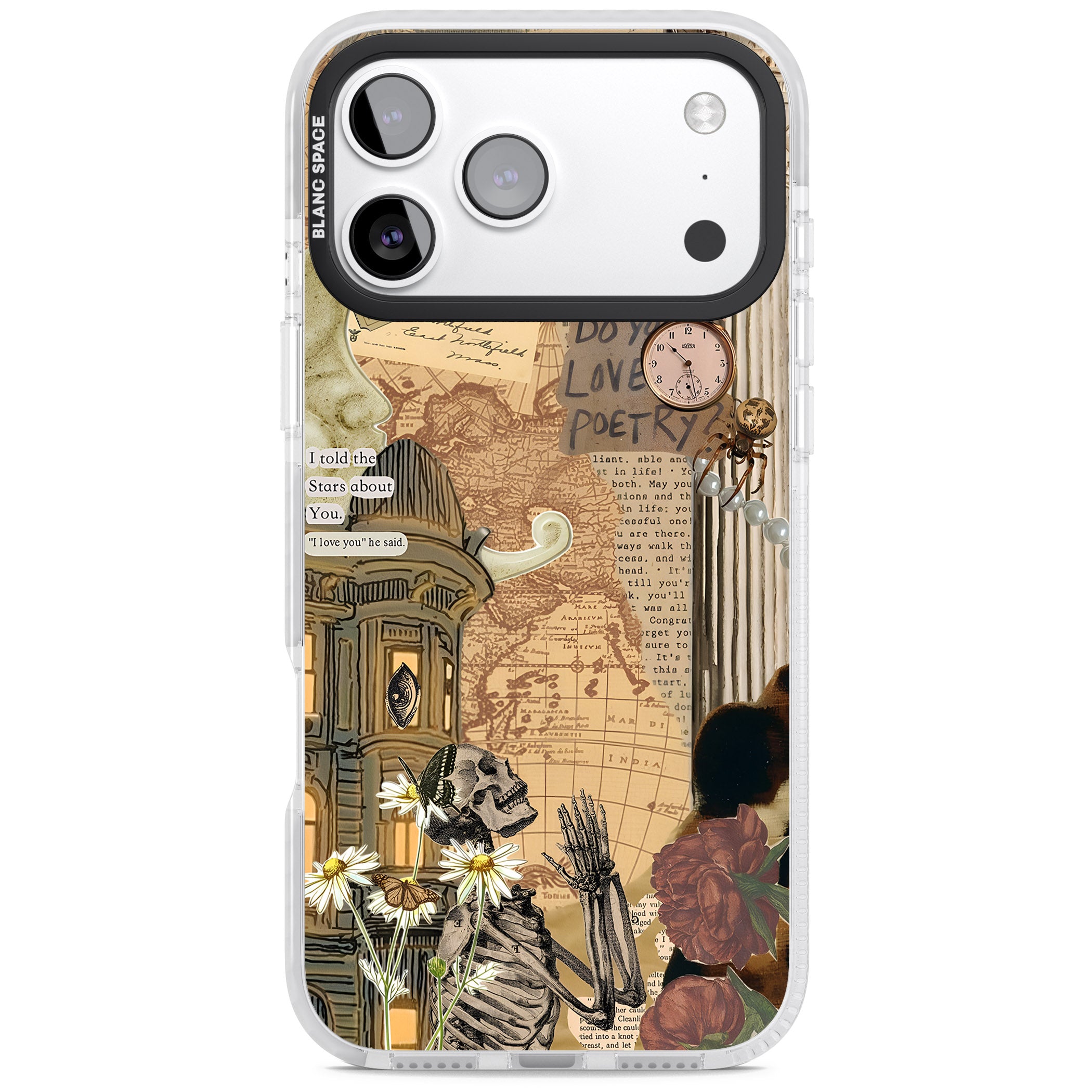 Skeleton Poetry iPhone 17 Pro Impact Pro Clear Phone Case