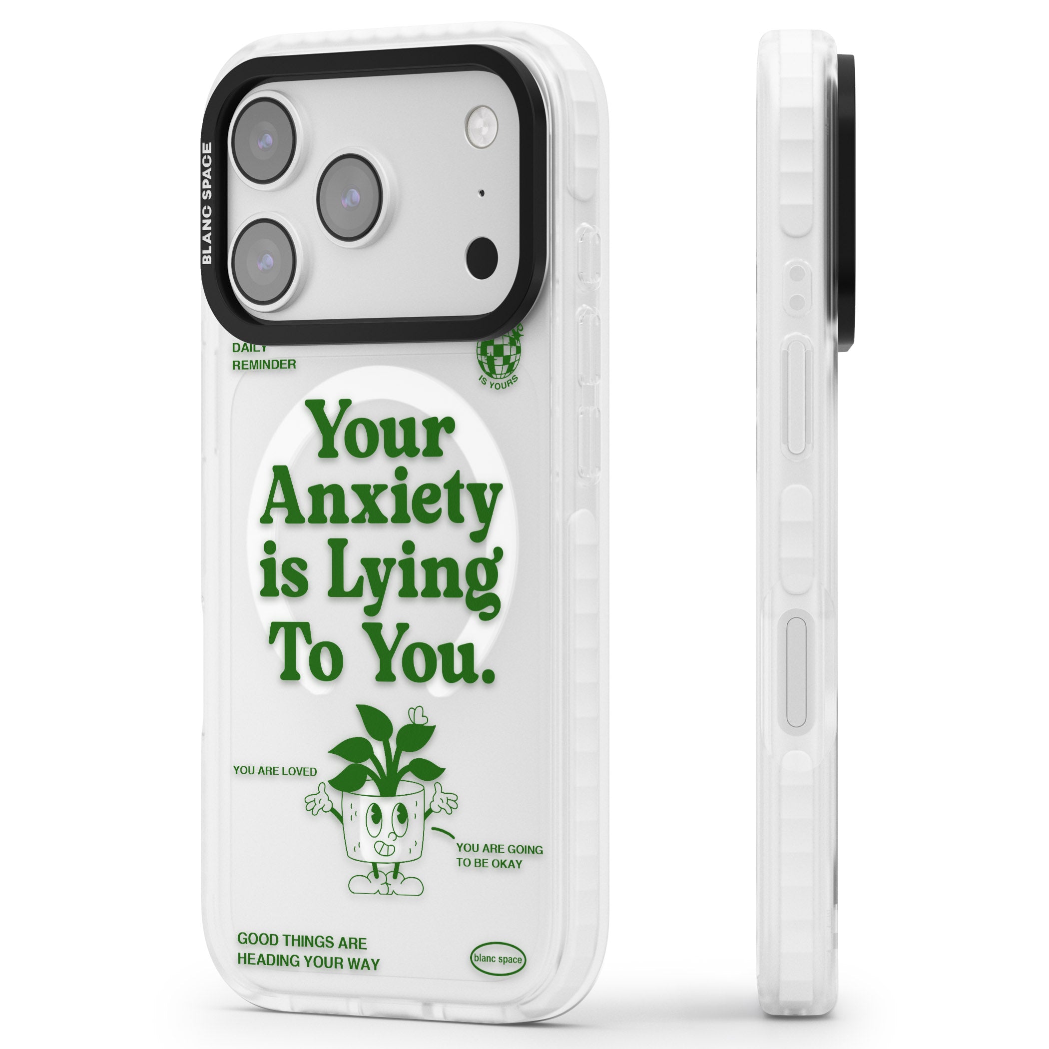 Your Anxiety Is Lying To You iPhone 17 Pro Impact Pro Clear Phone Case Side Profile