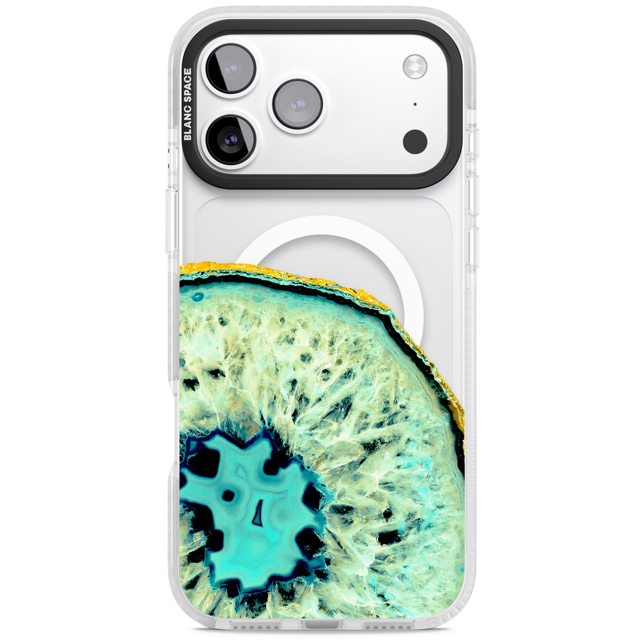 Turquoise Geode Crystal iPhone 17 Pro Impact Pro Clear Phone Case