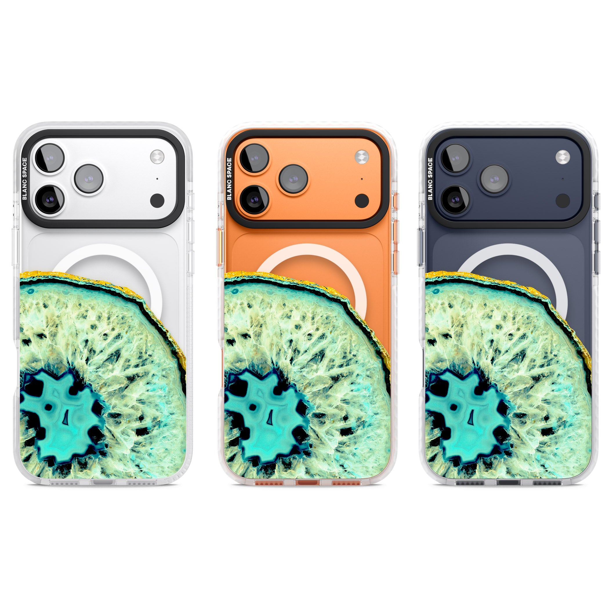 Turquoise Geode Crystal iPhone 17 Pro Impact Pro Clear Phone Case APT Impact Protection