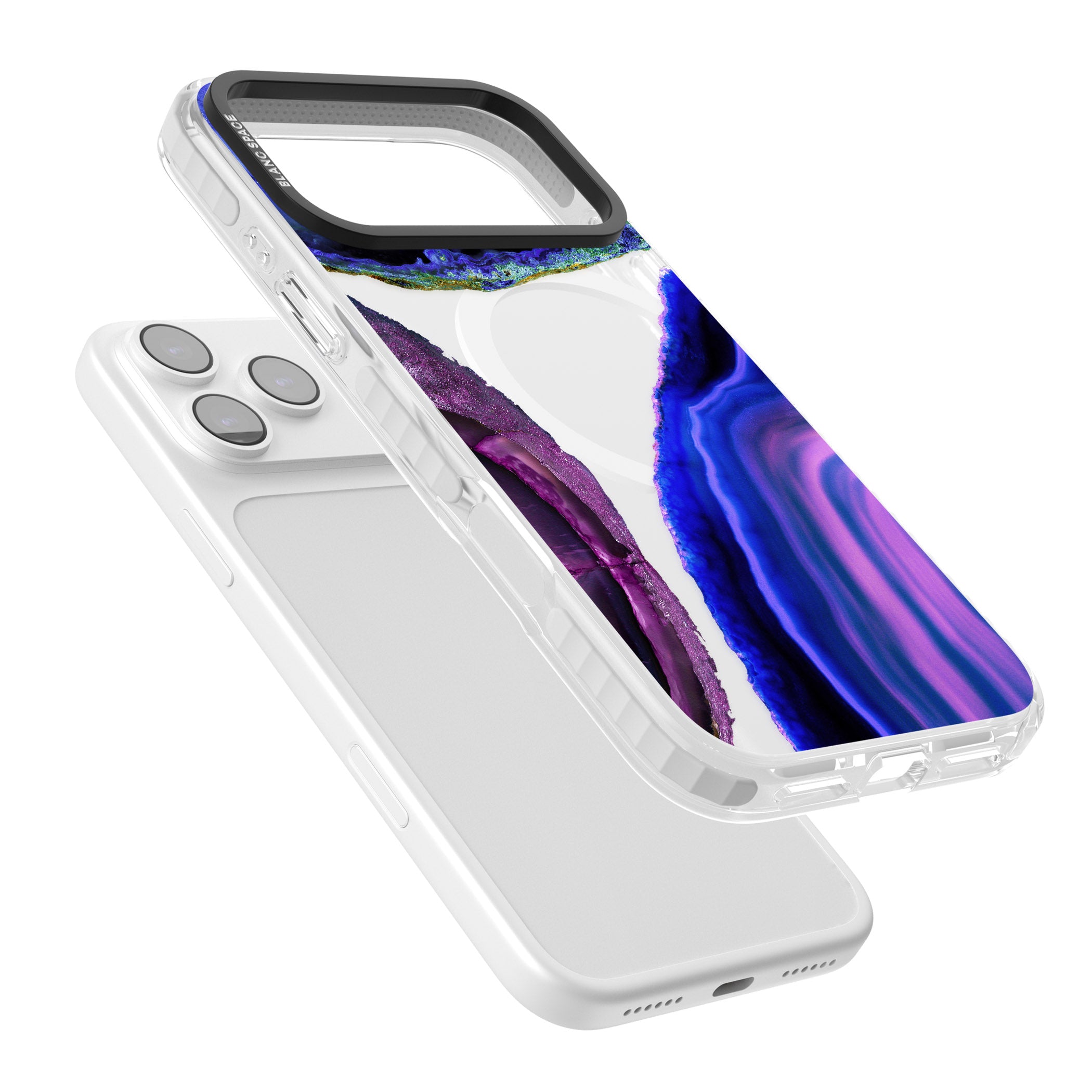 Violet Agate Slice iPhone 17 Pro Impact Pro Clear Phone Case Colours