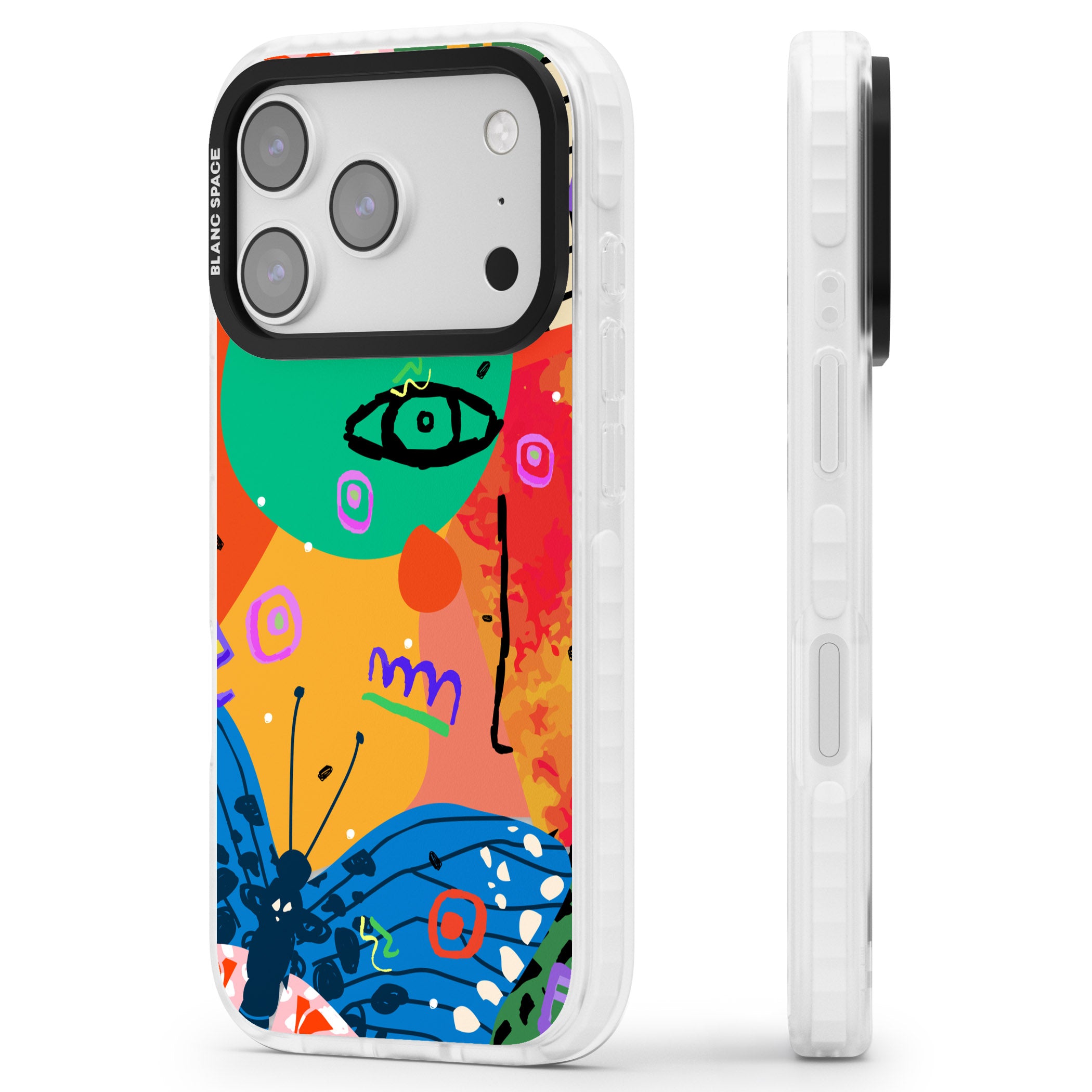 Abstract Butterfly iPhone 17 Pro Impact Pro Clear Phone Case Side Profile