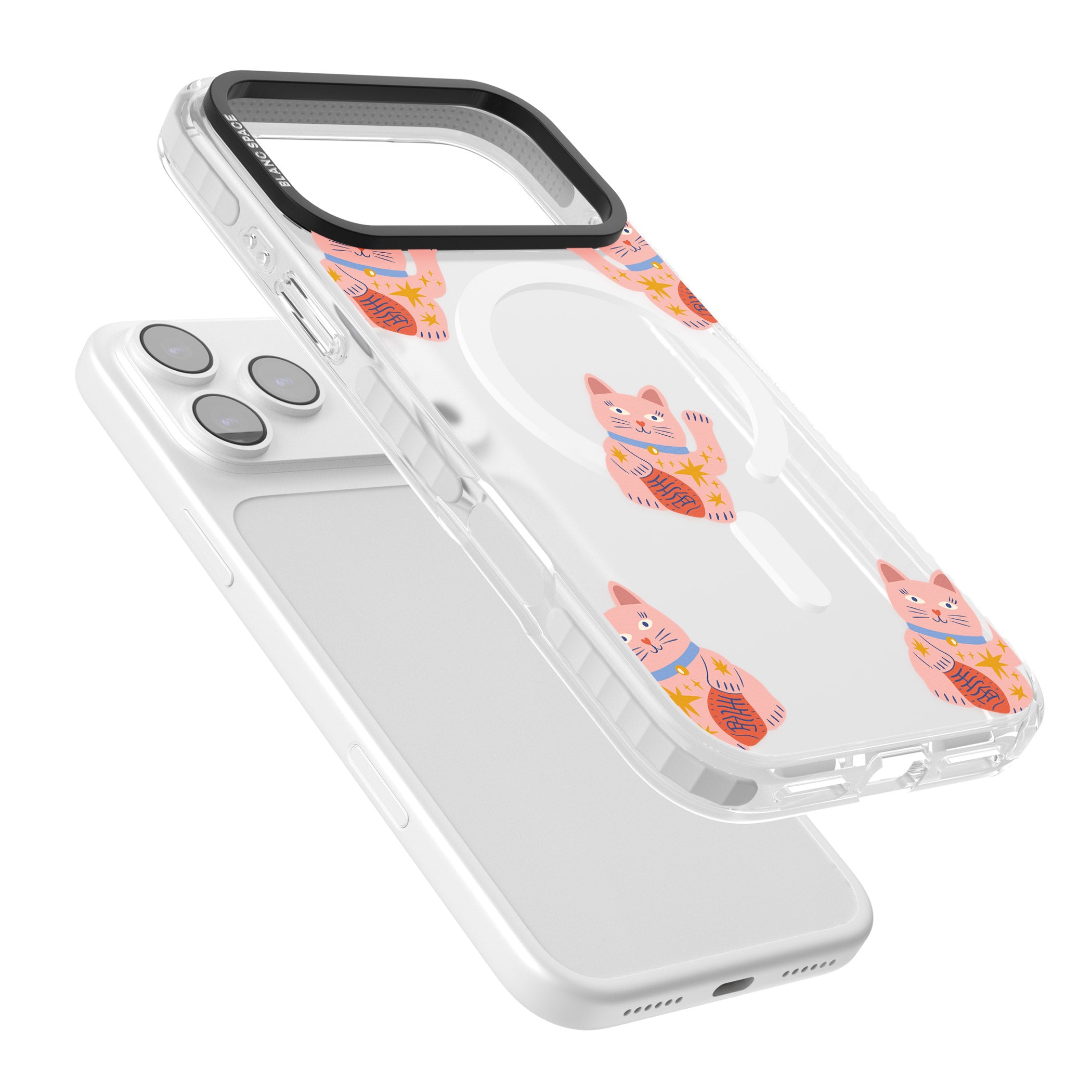 Waving Cat Pattern iPhone 17 Pro Impact Pro Clear Phone Case Colours