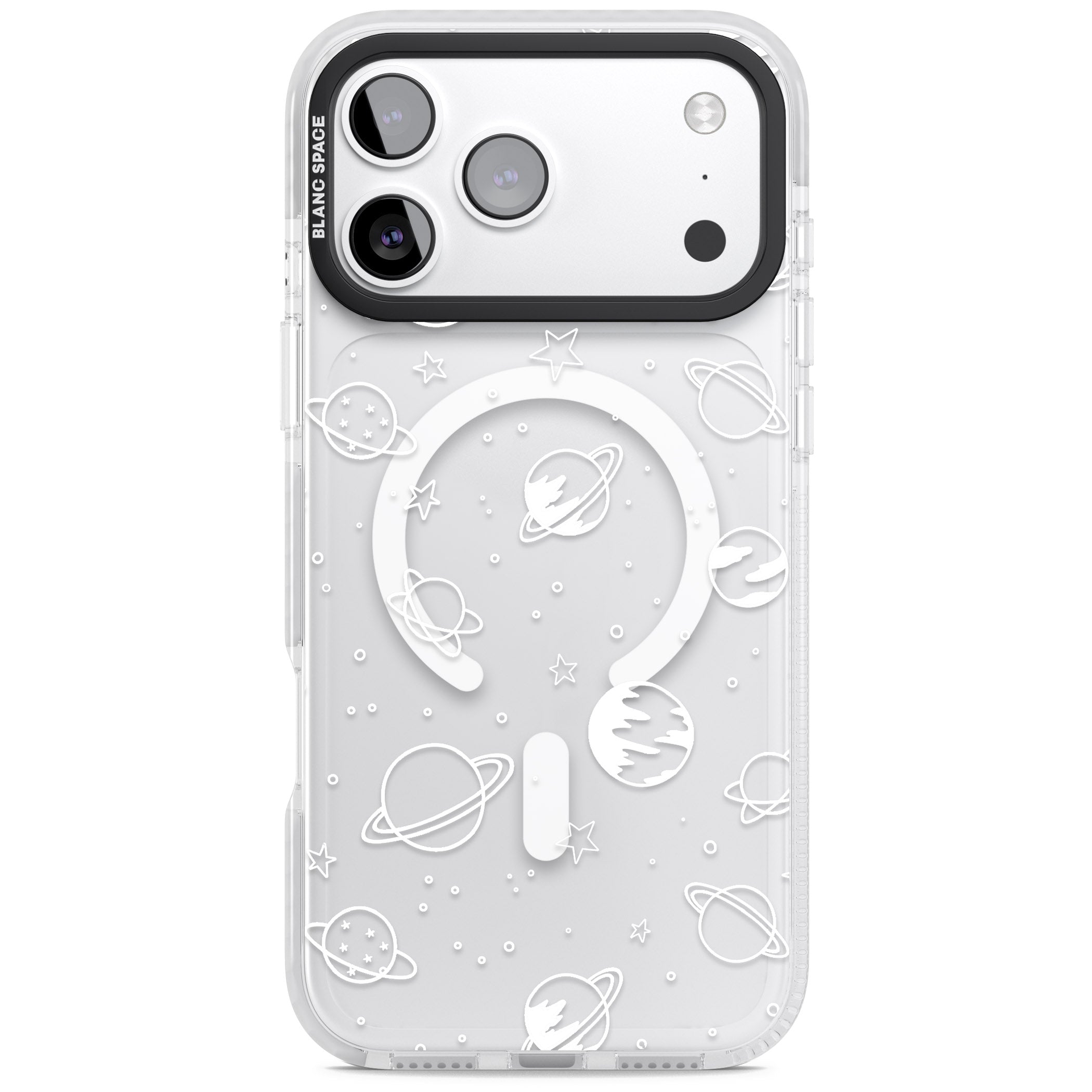 Cosmic Sketch White Clear iPhone 17 Pro Impact Pro Clear Phone Case
