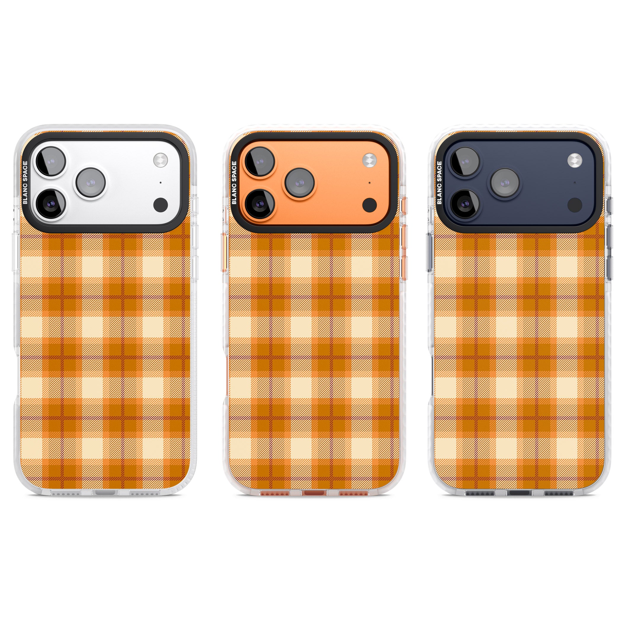 Pumpkin Plaid iPhone 17 Pro Impact Pro Clear Phone Case APT Impact Protection