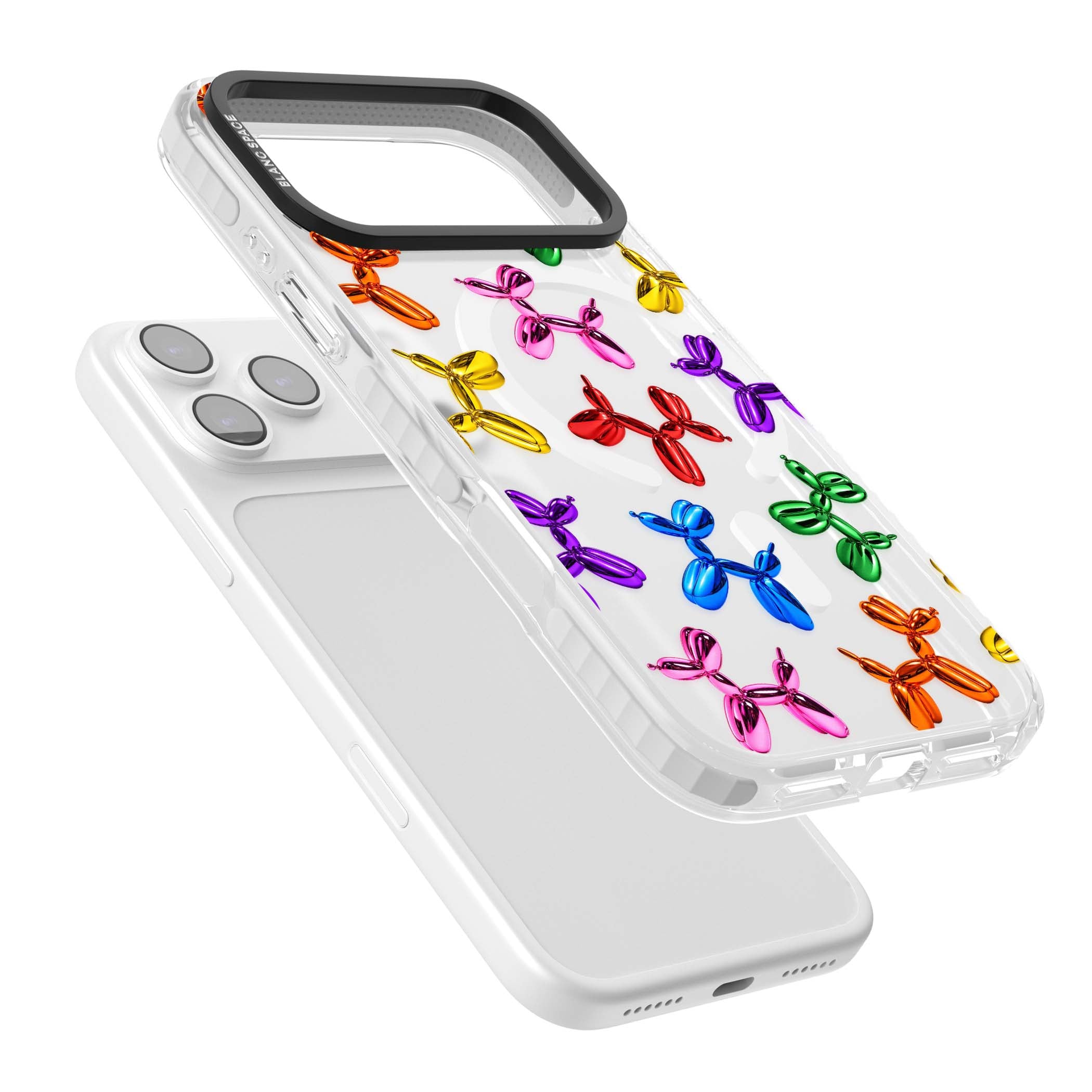 Balloon Dogs pop art iPhone case featuring rainbow chrome balloon dogs in Jeff Koons style | Impact Magsafe case for iPhone 17 Pro, iPhone 17 Pro Max