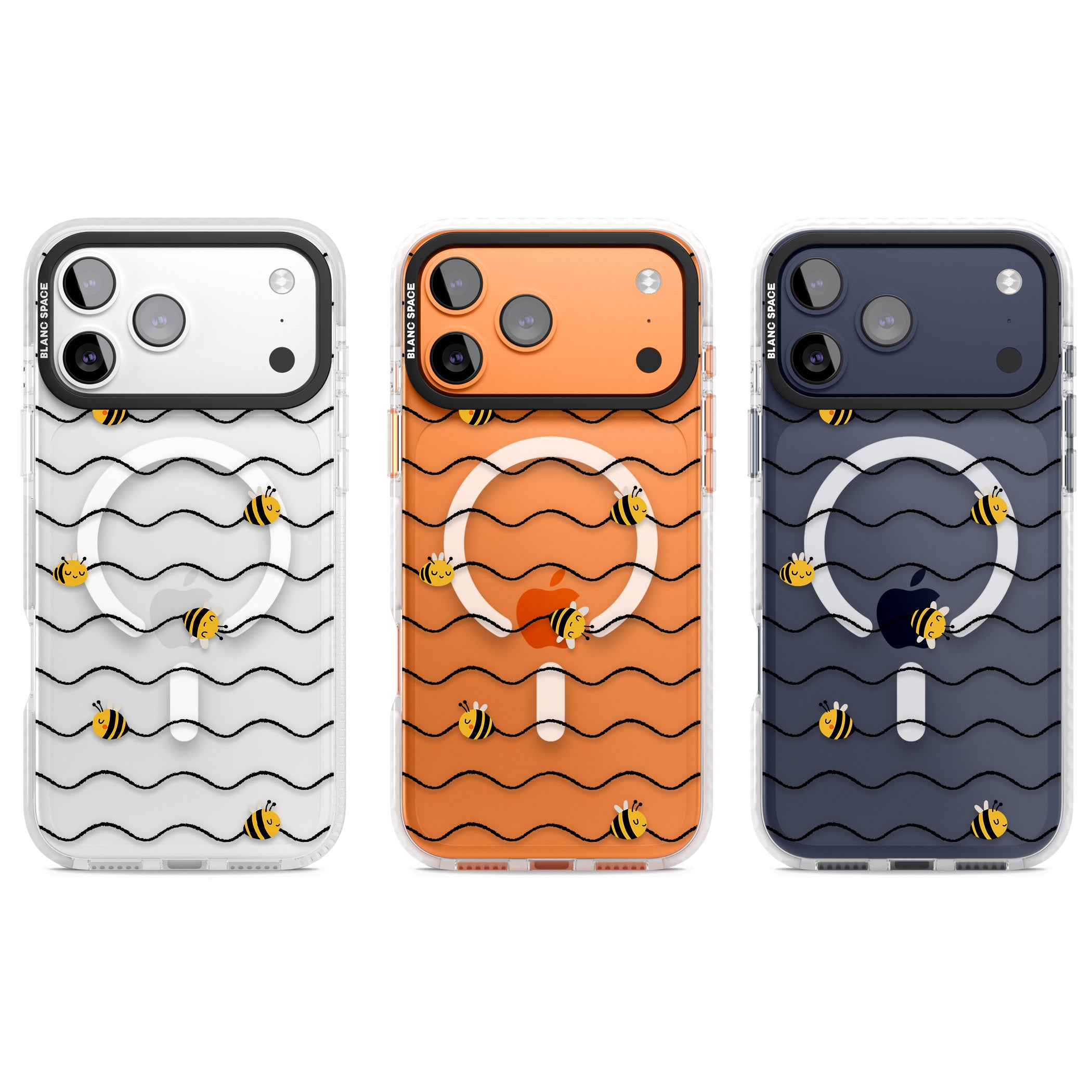 Bee Wave Pattern iPhone 17 Pro Impact Pro Clear Phone Case APT Impact Protection