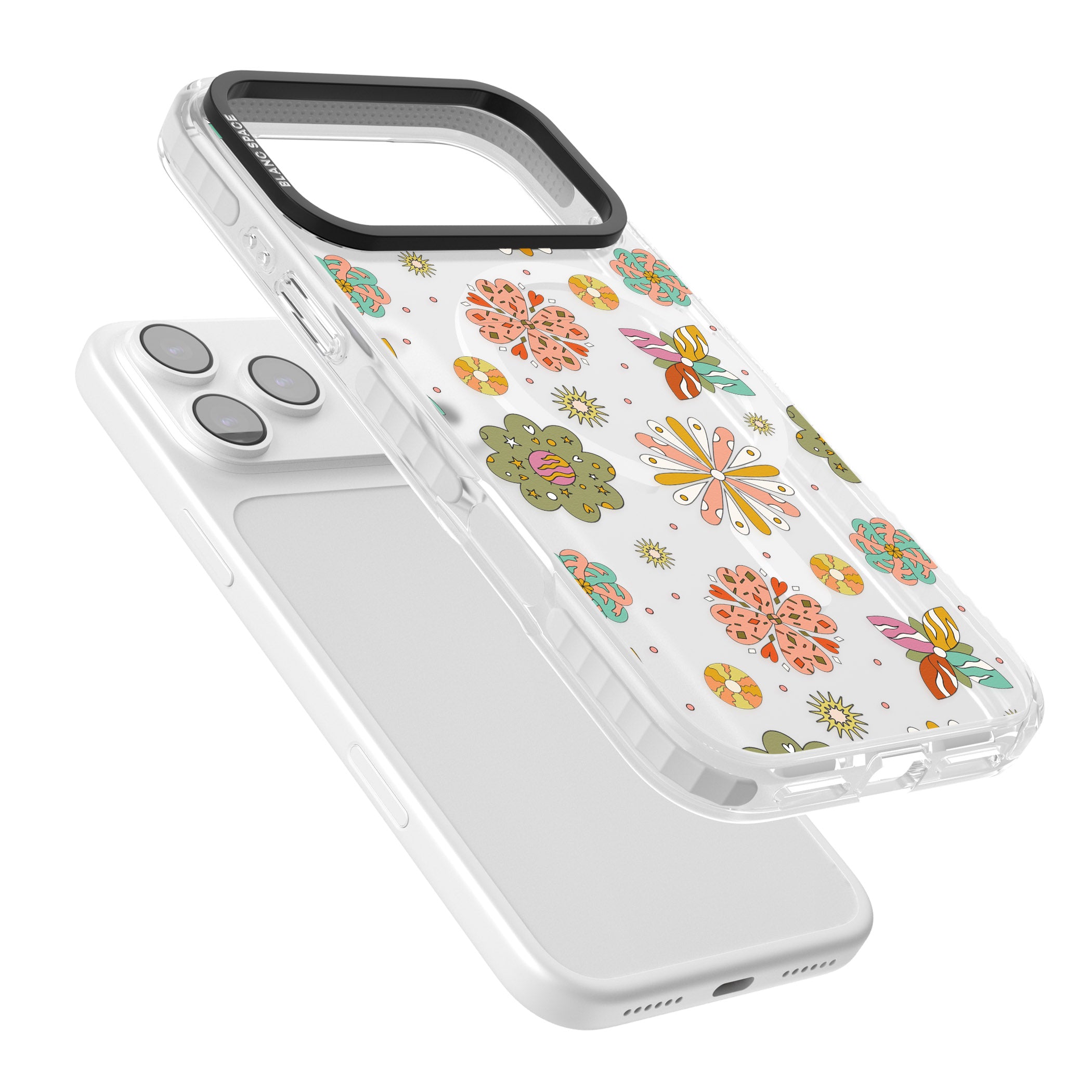 Boho Celestial Psychedelic Floral iPhone 17 Pro Max Impact Pro Clear Phone Case Colours