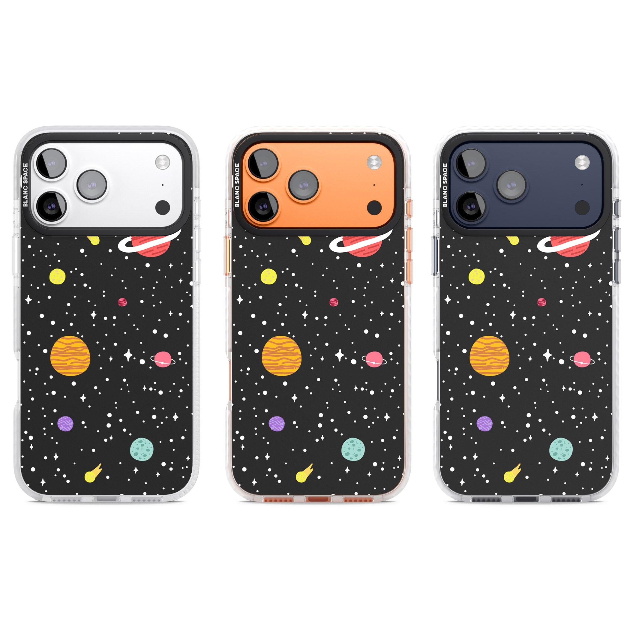 Cute Cartoon Planets iPhone 17 Pro Impact Pro Clear Phone Case APT Impact Protection