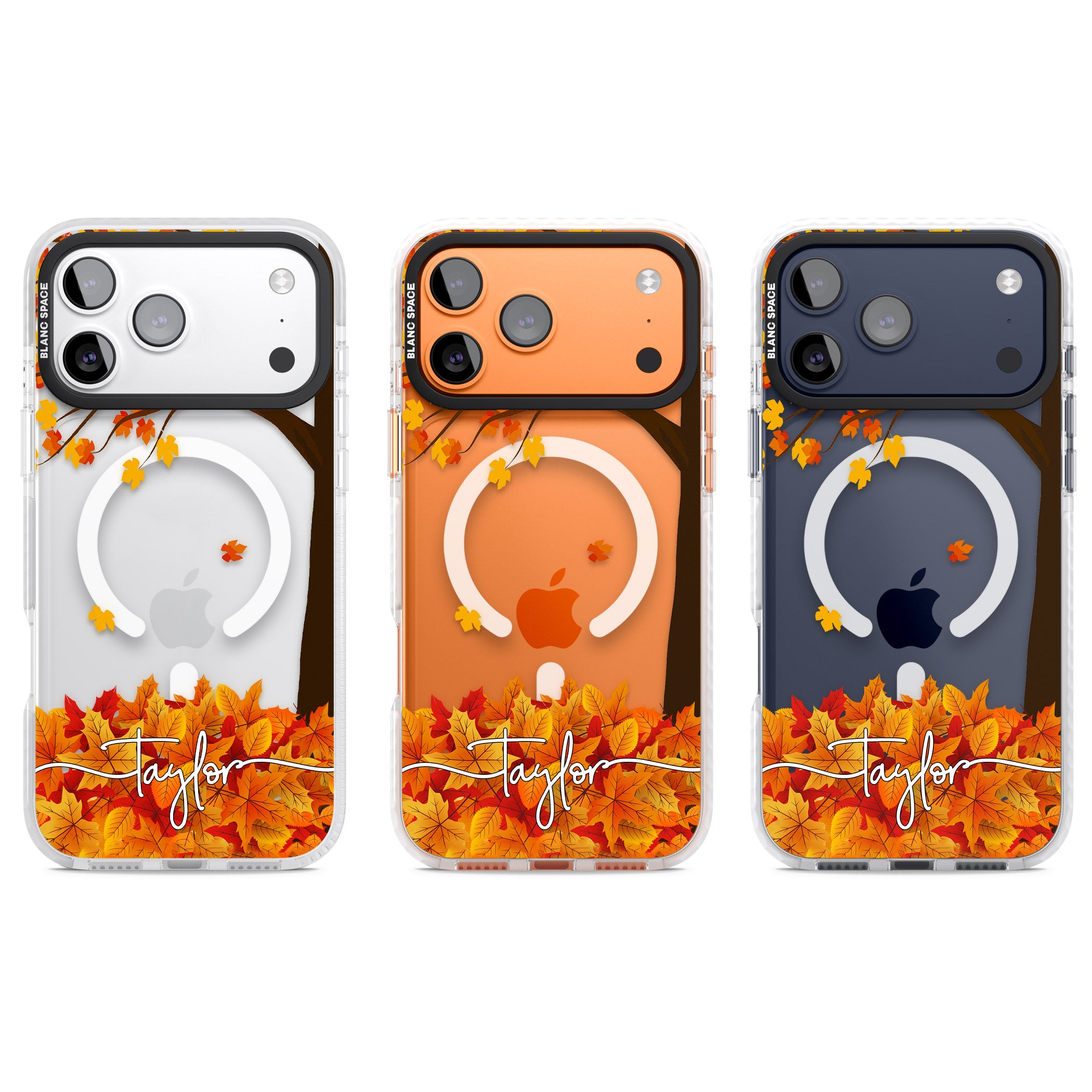 Personalised Autumn Leaves iPhone 17 Pro Impact Pro Clear Phone Case APT Impact Protection