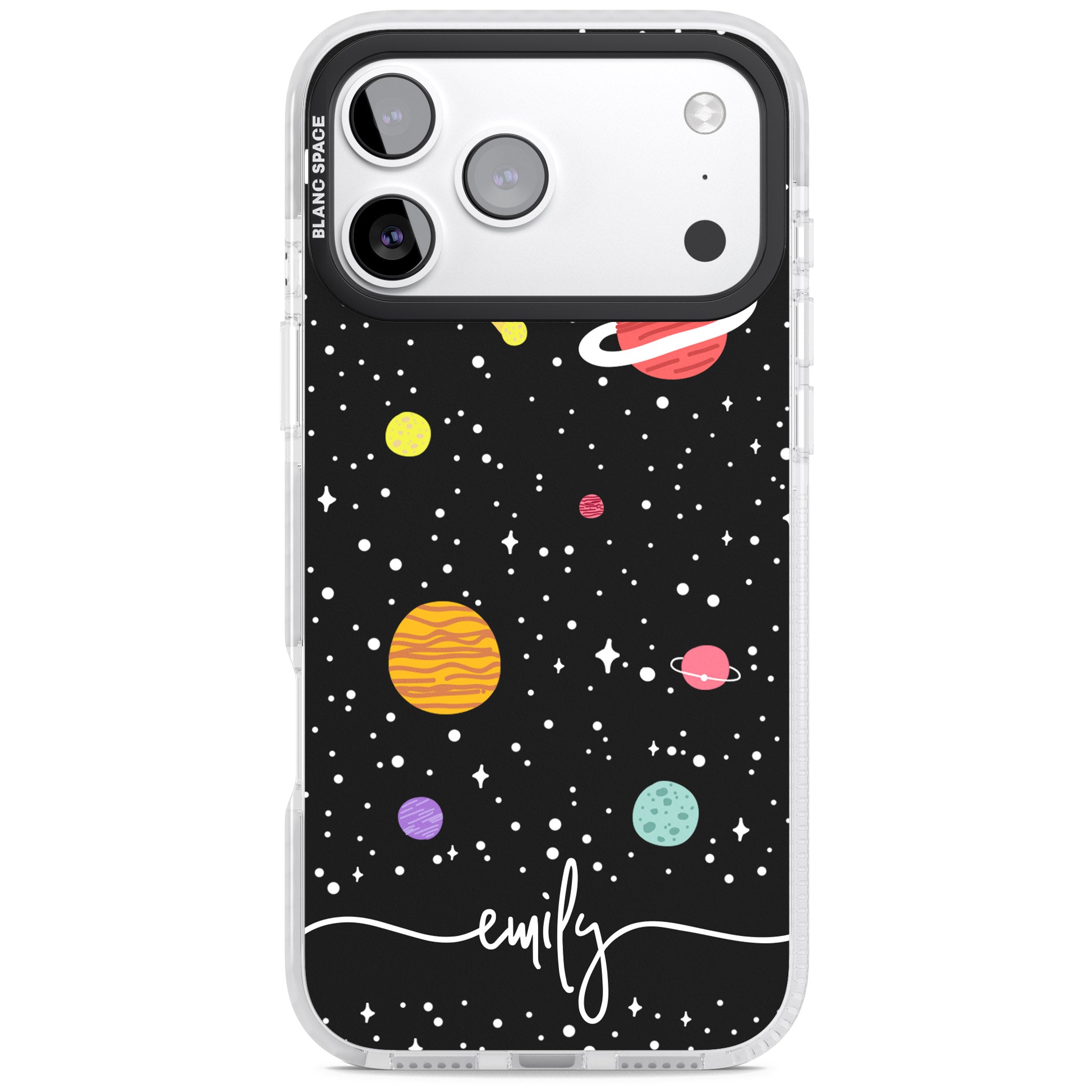 Personalised Cute Cartoon Planet iPhone 17 Pro Max Impact Pro Clear Phone Case