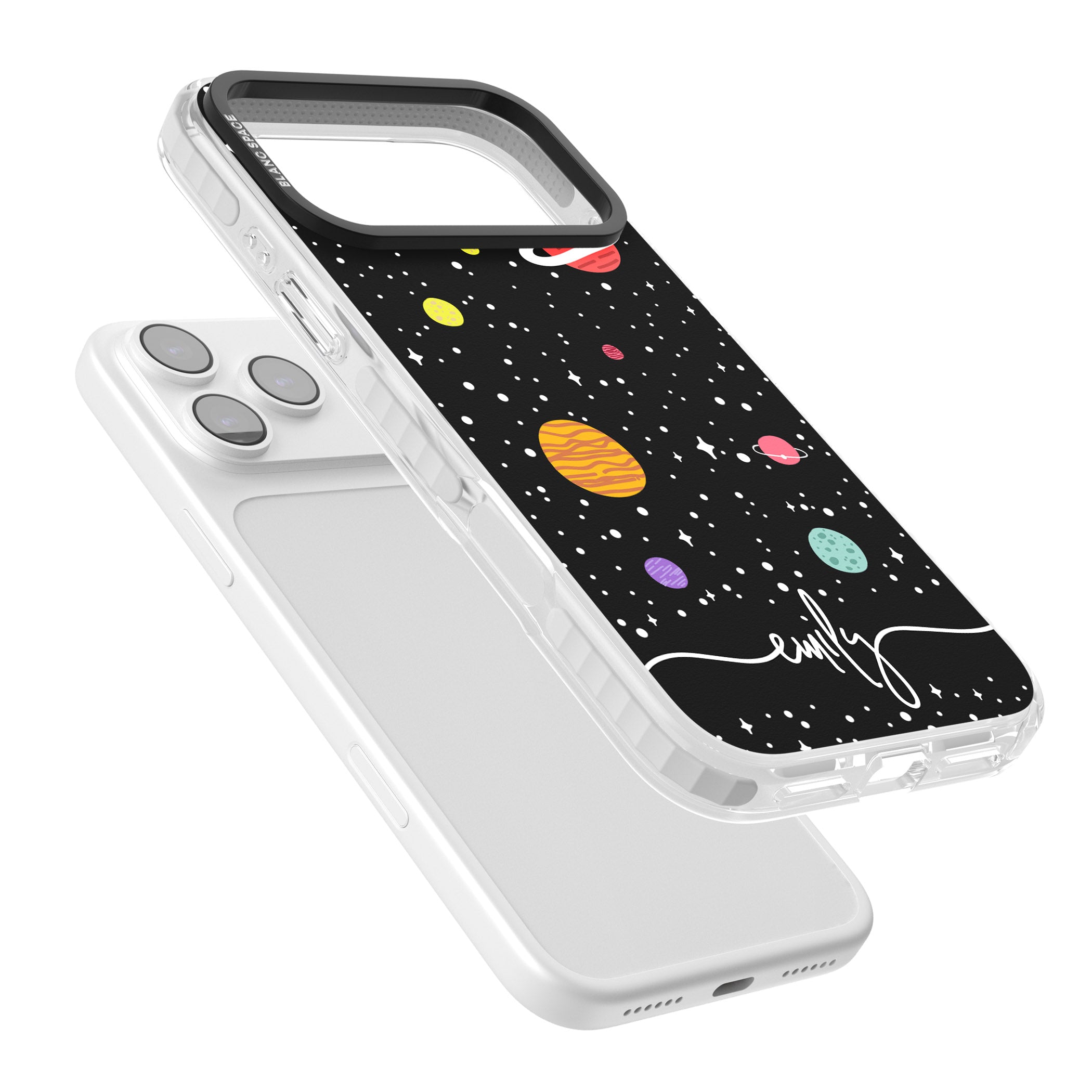 Personalised Cute Cartoon Planet iPhone 17 Pro Max Impact Pro Clear Phone Case Colours