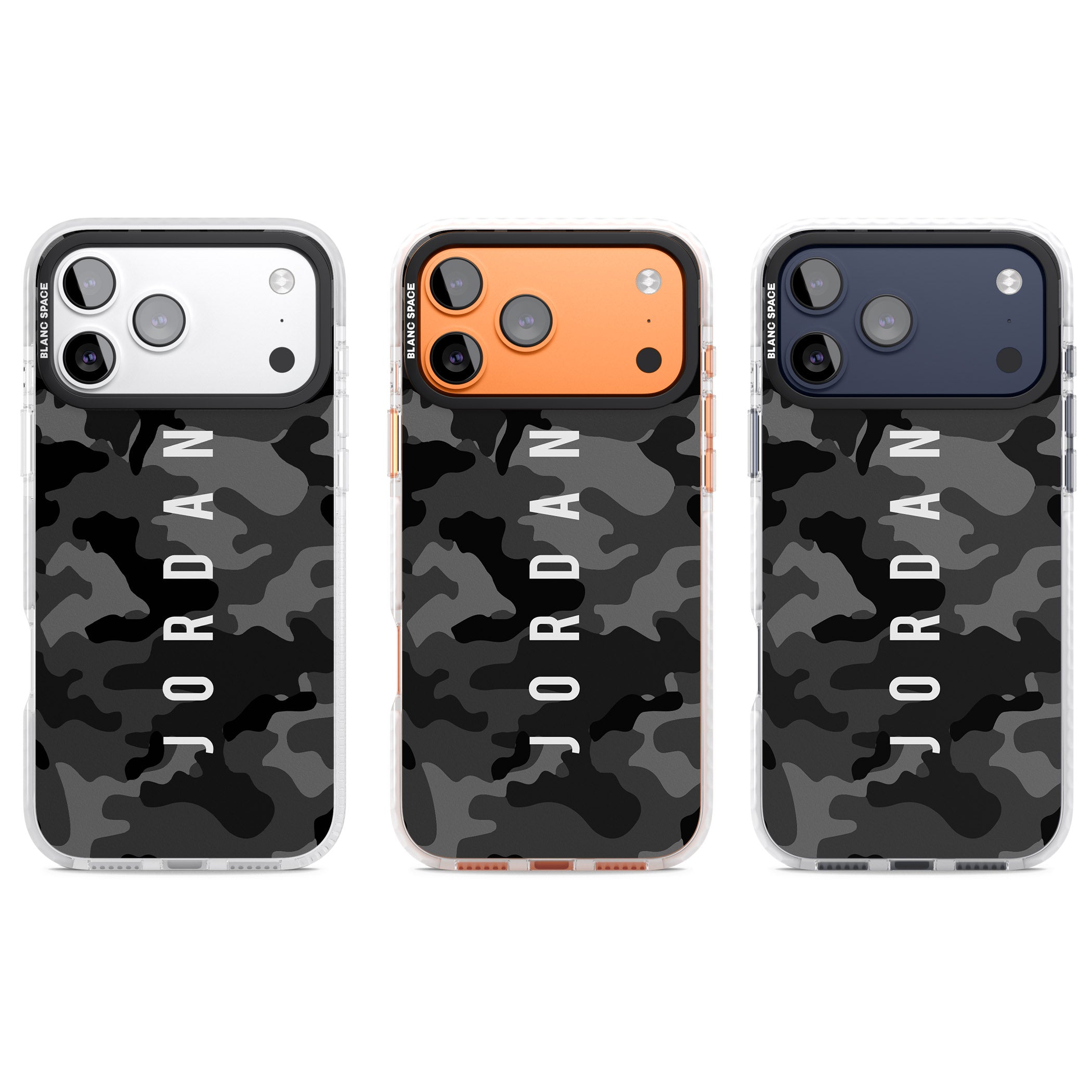 Personalised Black Camouflage Name iPhone 17 Pro Impact Pro Clear Phone Case APT Impact Protection