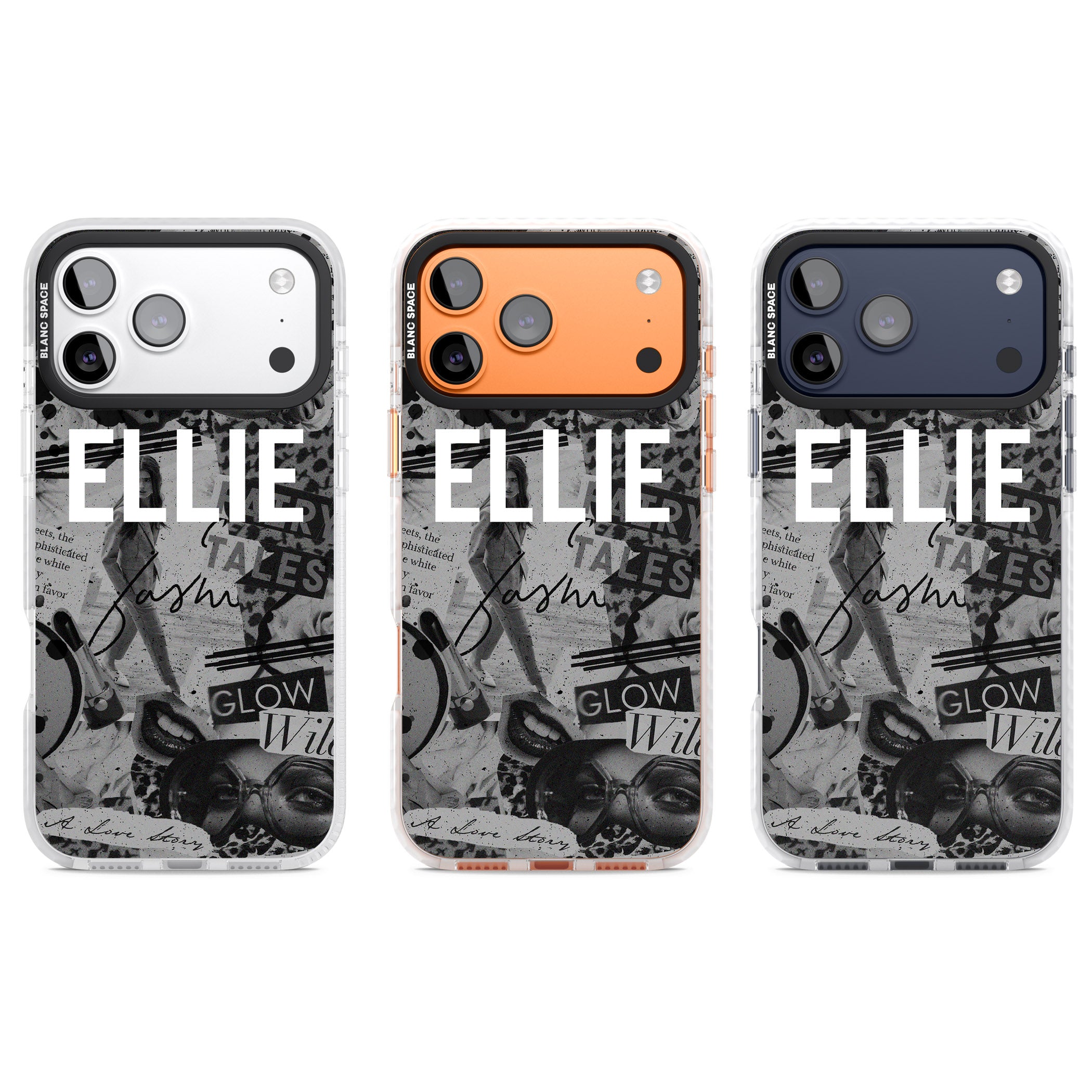 Personalised Grey Scale Vintage Collage iPhone 17 Pro Impact Pro Clear Phone Case APT Impact Protection