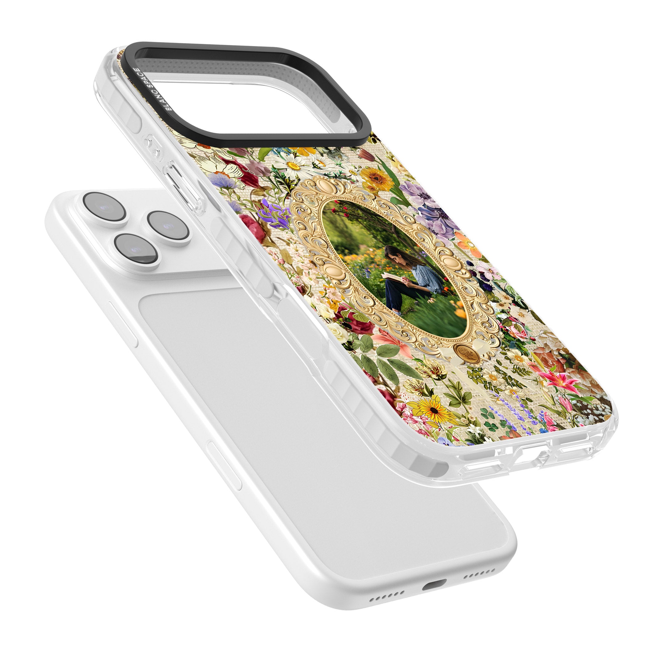 Personalised Vintage Wildflower Frame iPhone 17 Pro Impact Pro Clear Phone Case Colours