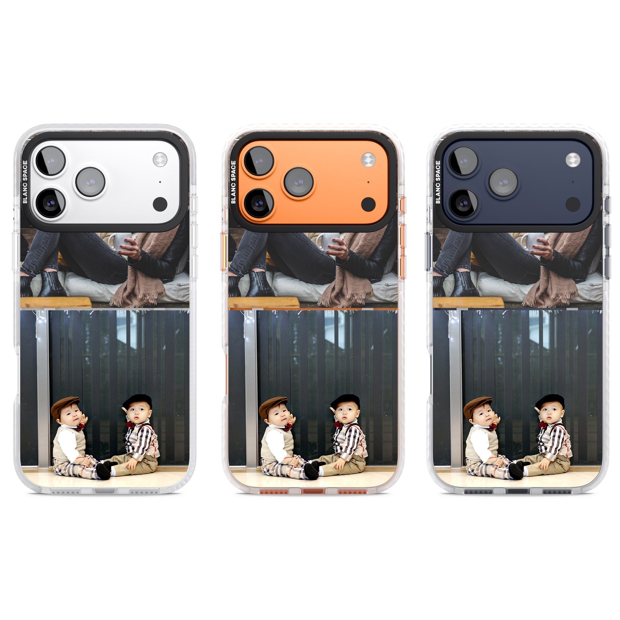 Personalised 2 Photo Grid iPhone 17 Pro Impact Pro Clear Phone Case APT Impact Protection