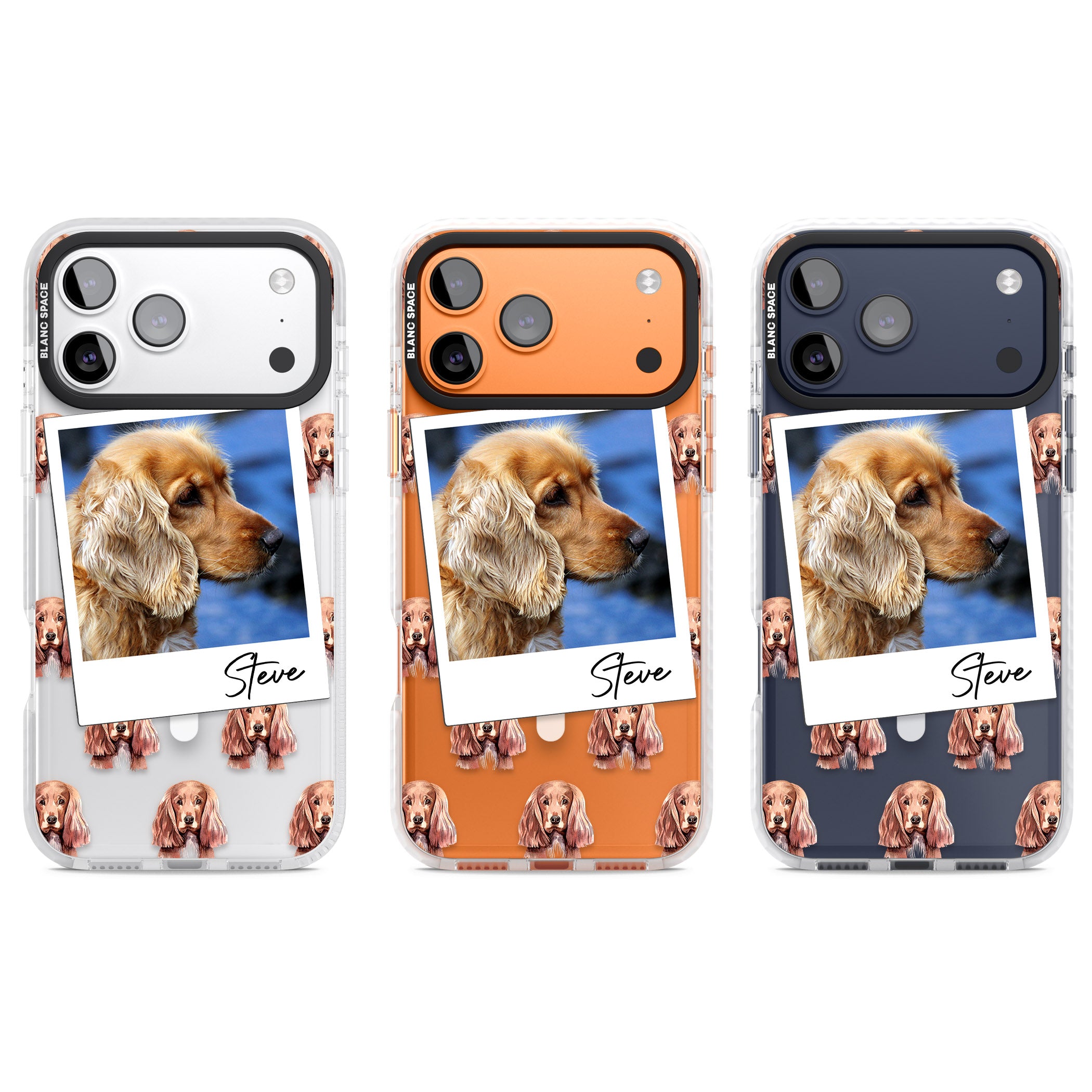 Personalised Cocker Spaniel Instant Camera Photo iPhone 17 Pro Impact Pro Clear Phone Case APT Impact Protection