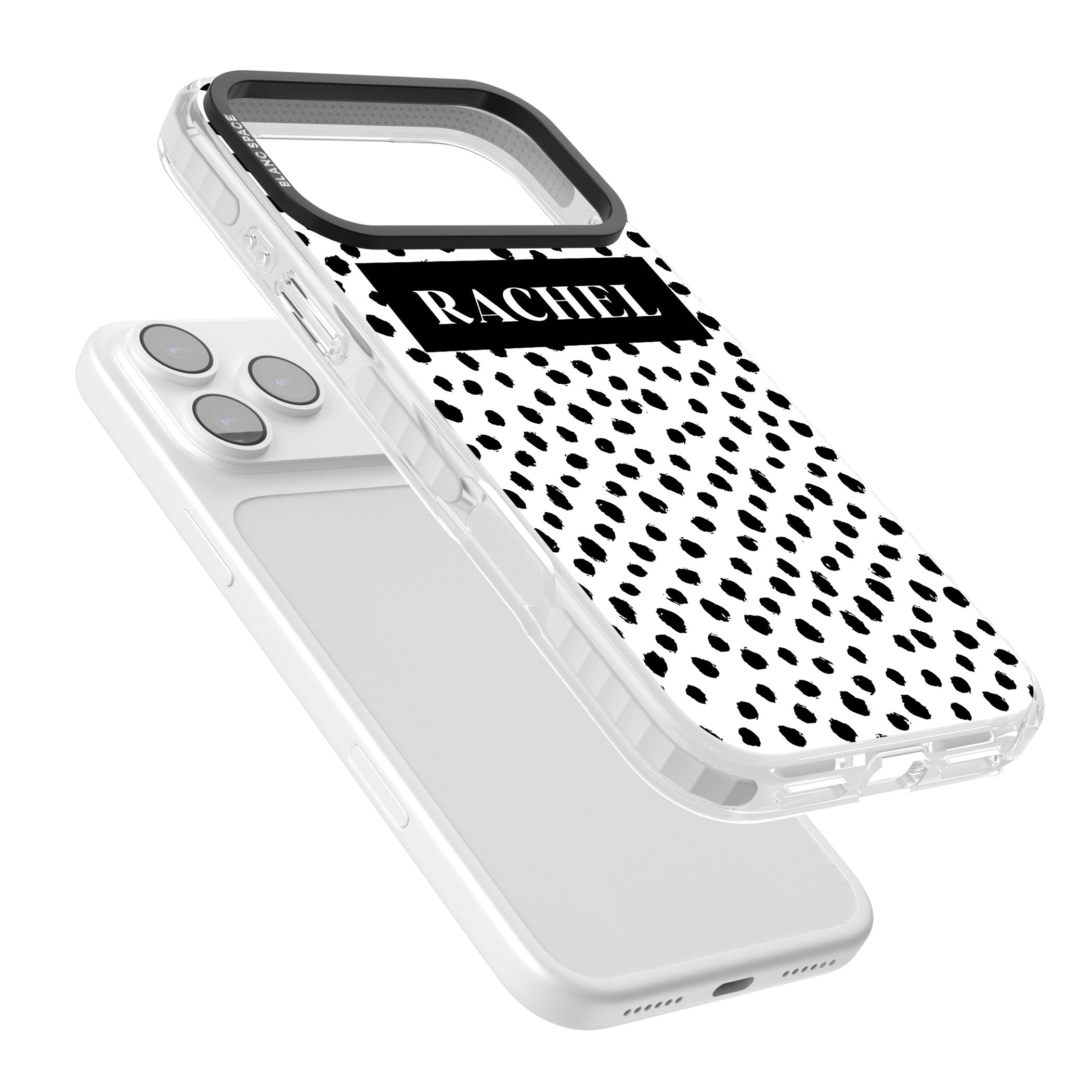 Personalised Black Dots iPhone 17 Pro Impact Pro Clear Phone Case Colours