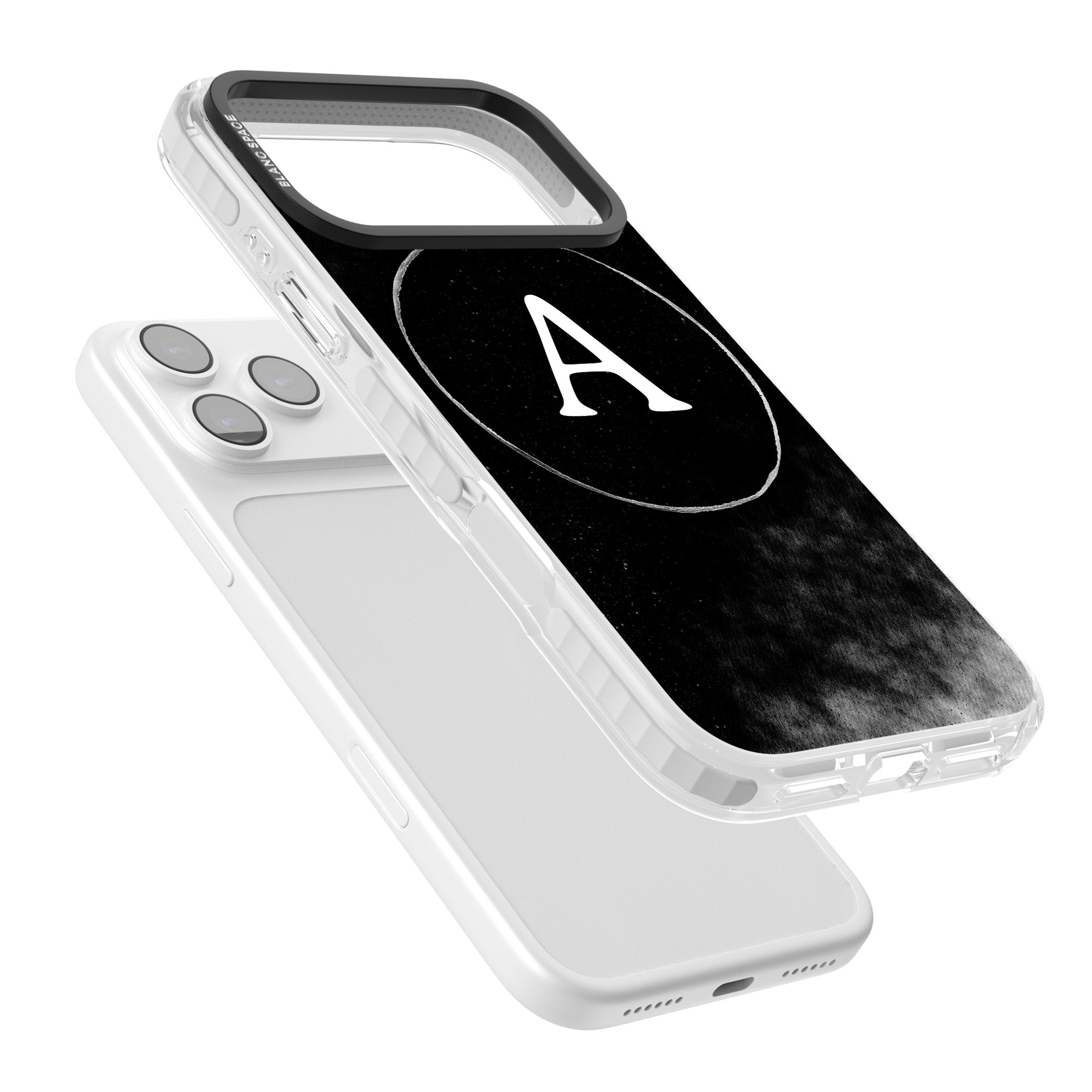 Personalised Monochrome Cosmic Monogram iPhone 17 Pro Impact Pro Clear Phone Case Colours