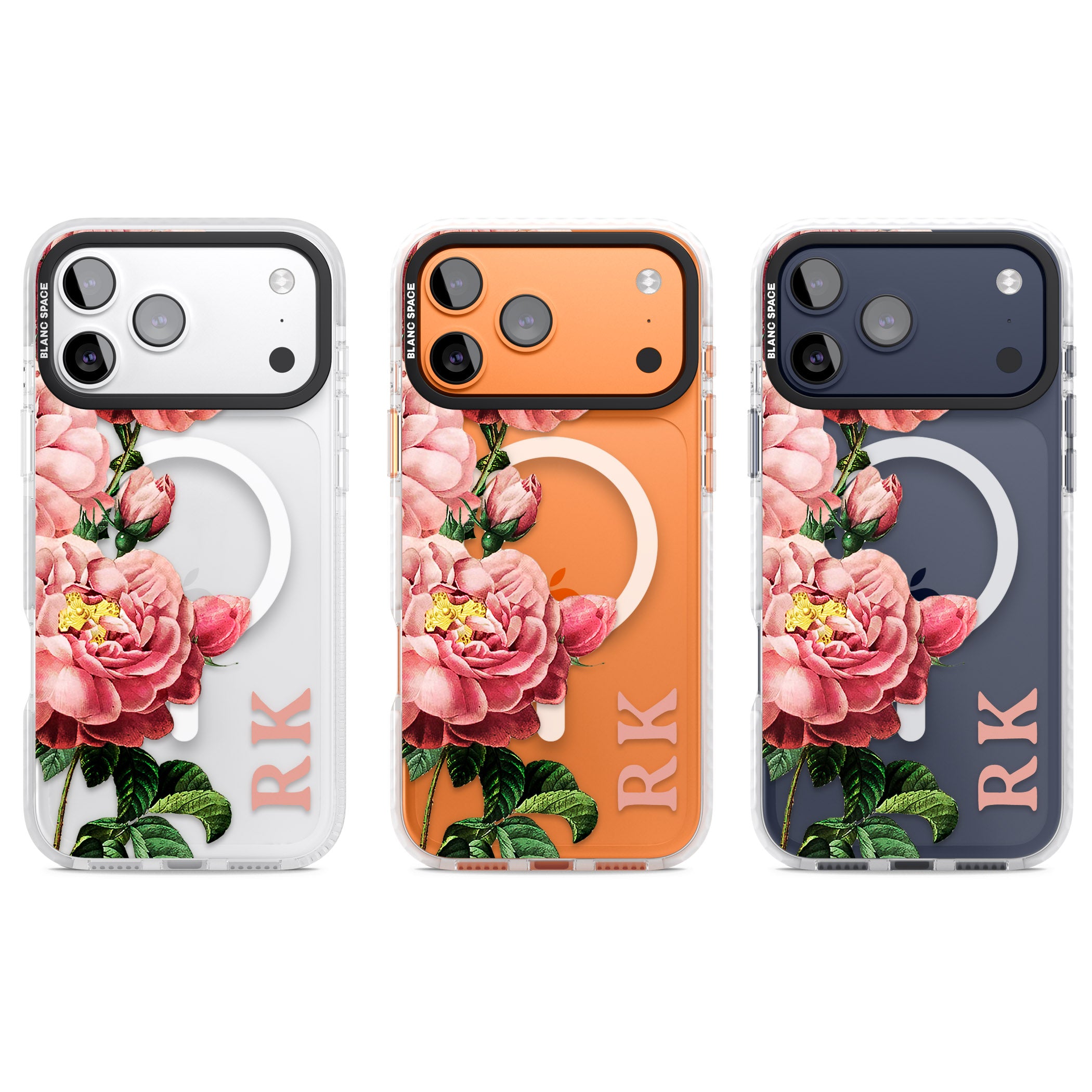Personalised Vintage Floral Peonies iPhone 17 Pro Impact Pro Clear Phone Case APT Impact Protection