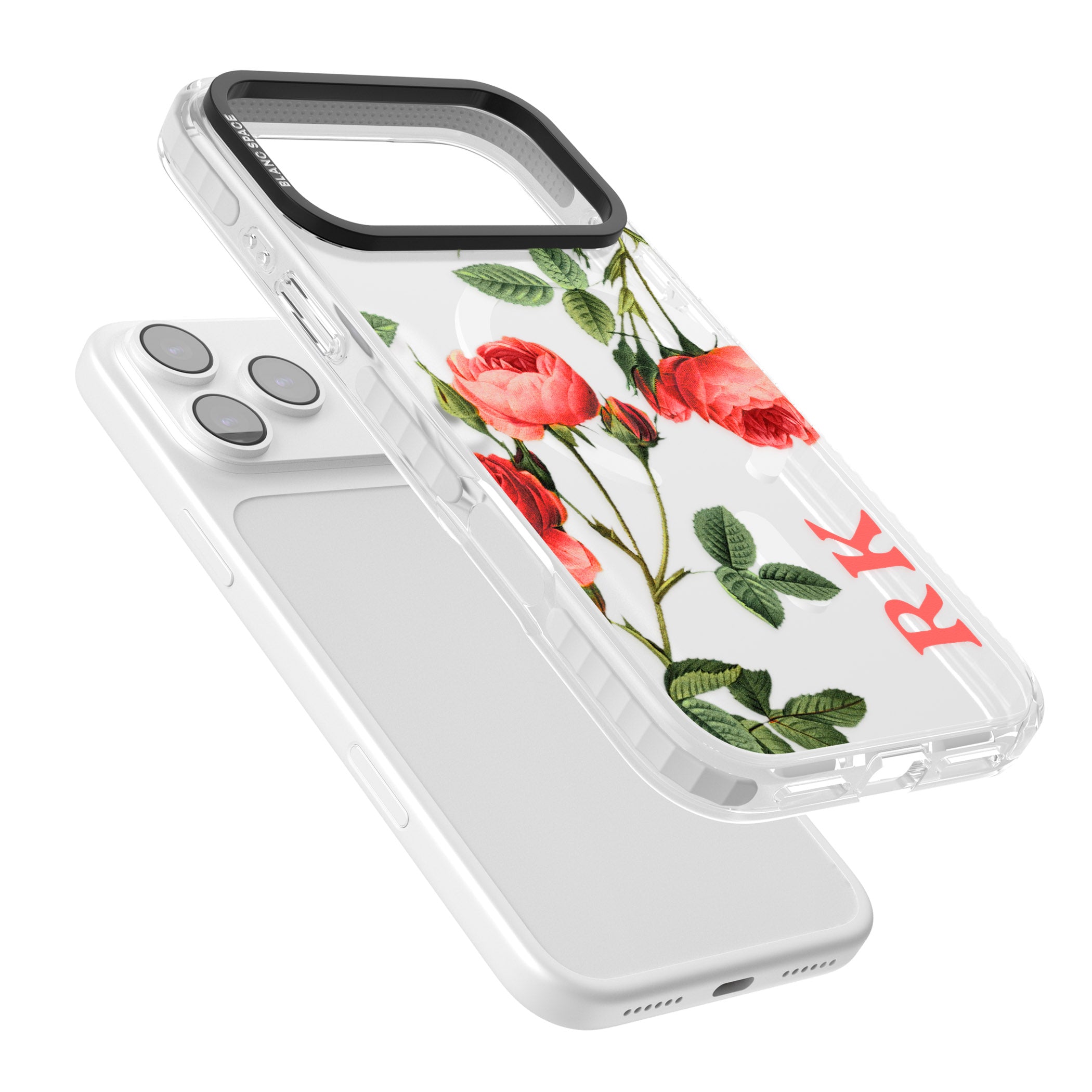 Personalised Vintage Floral Rose iPhone 17 Pro Impact Pro Clear Phone Case Colours