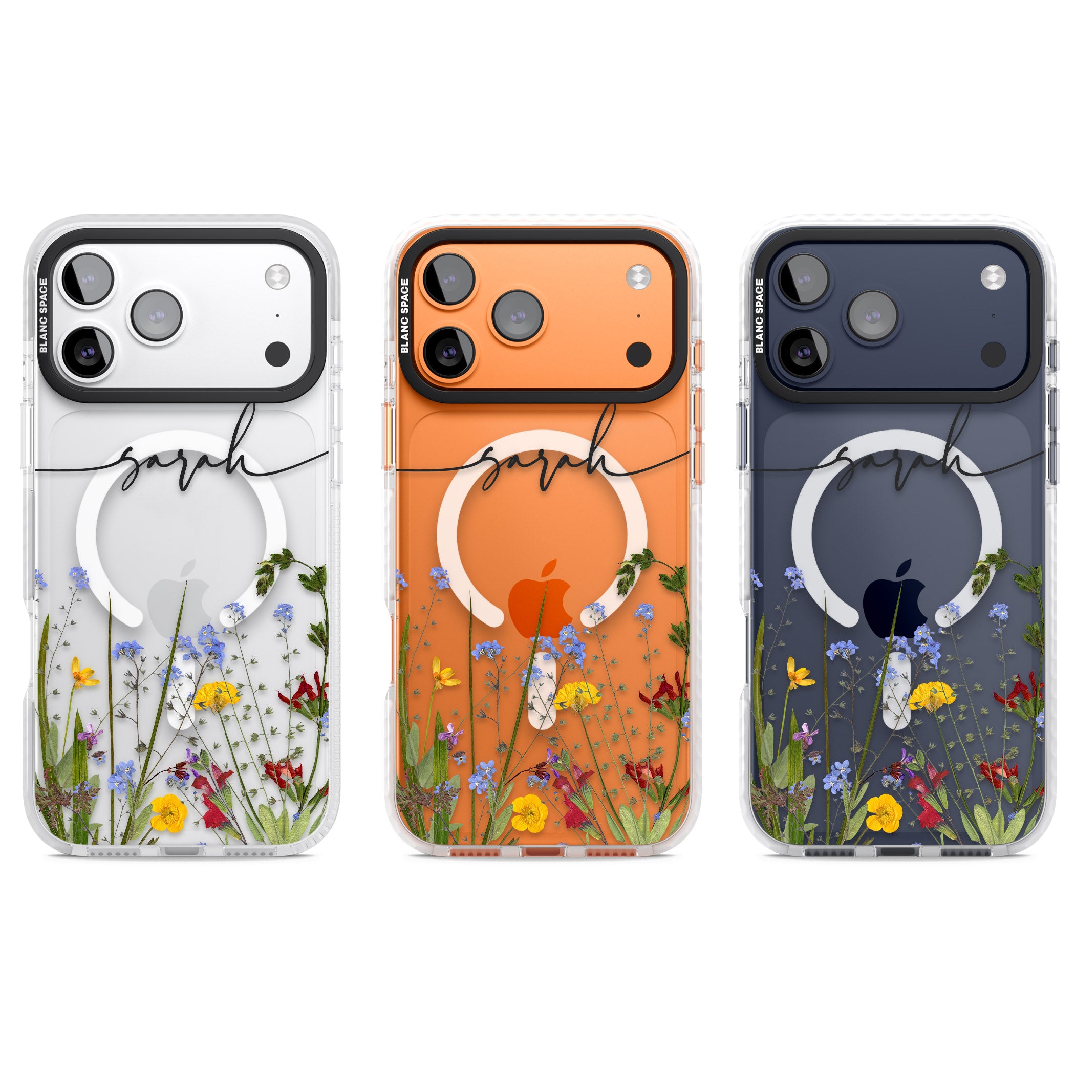 Personalised Wildflower Floral iPhone 17 Pro Impact Pro Clear Phone Case APT Impact Protection