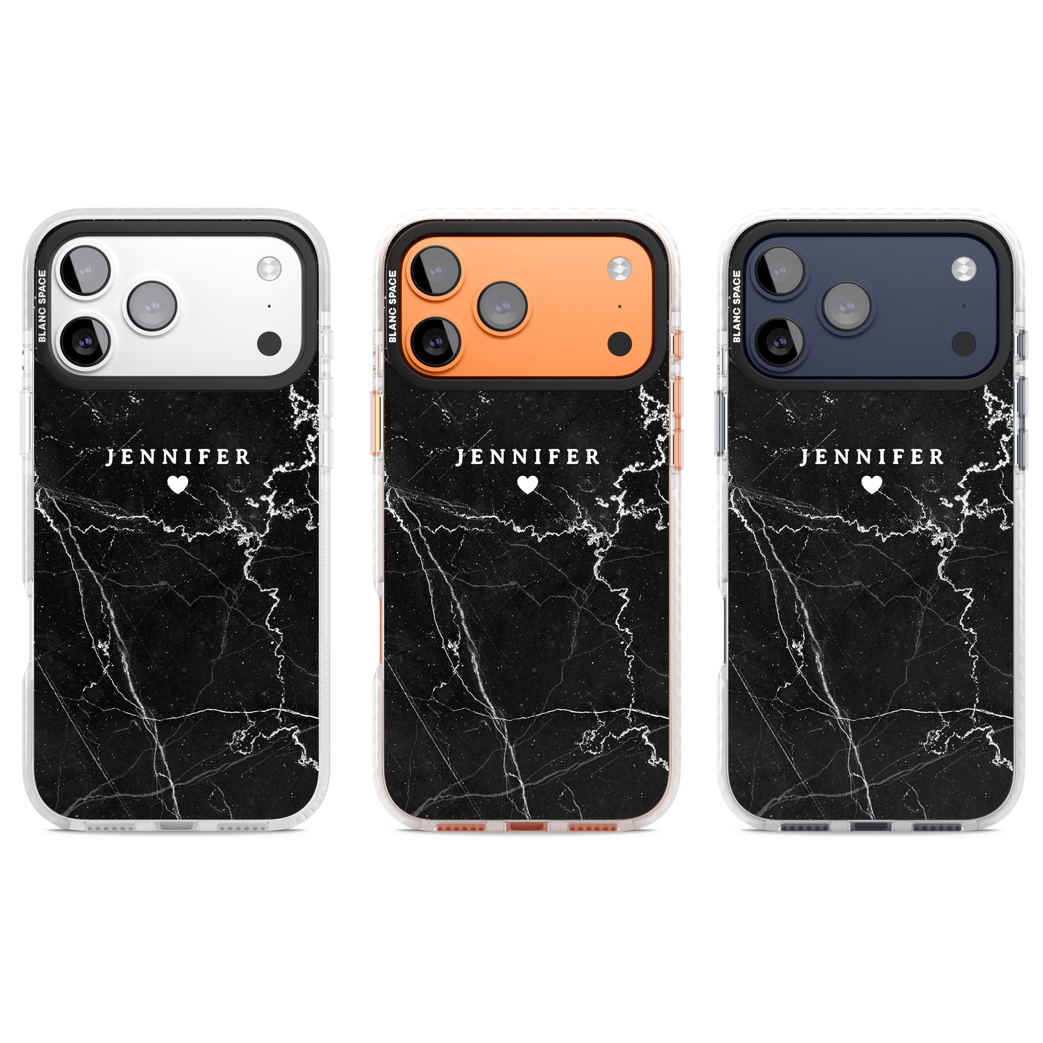 Personalised Black Marble iPhone 17 Pro Impact Pro Clear Phone Case APT Impact Protection