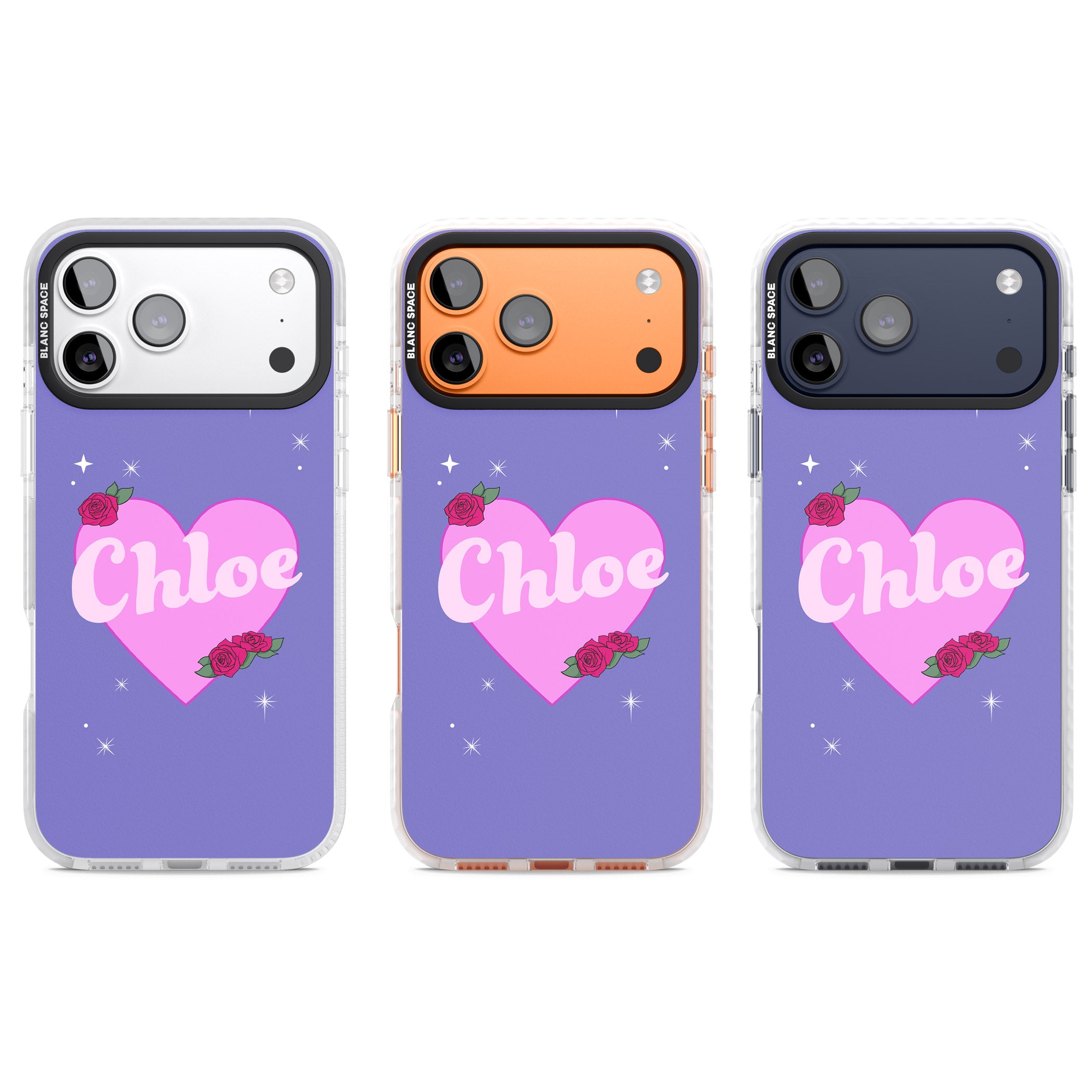 Personalised Glamorous Love Heart iPhone 17 Pro Impact Pro Clear Phone Case APT Impact Protection