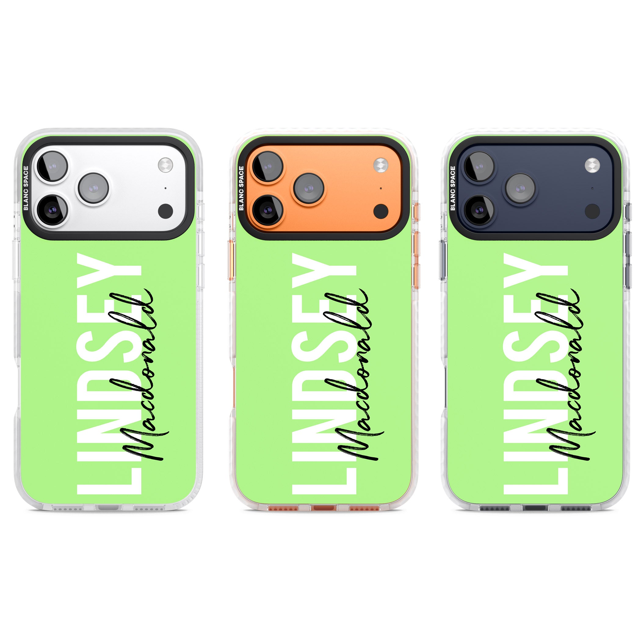 Personalised Bold Name: Lime iPhone 17 Pro Impact Pro Clear Phone Case APT Impact Protection