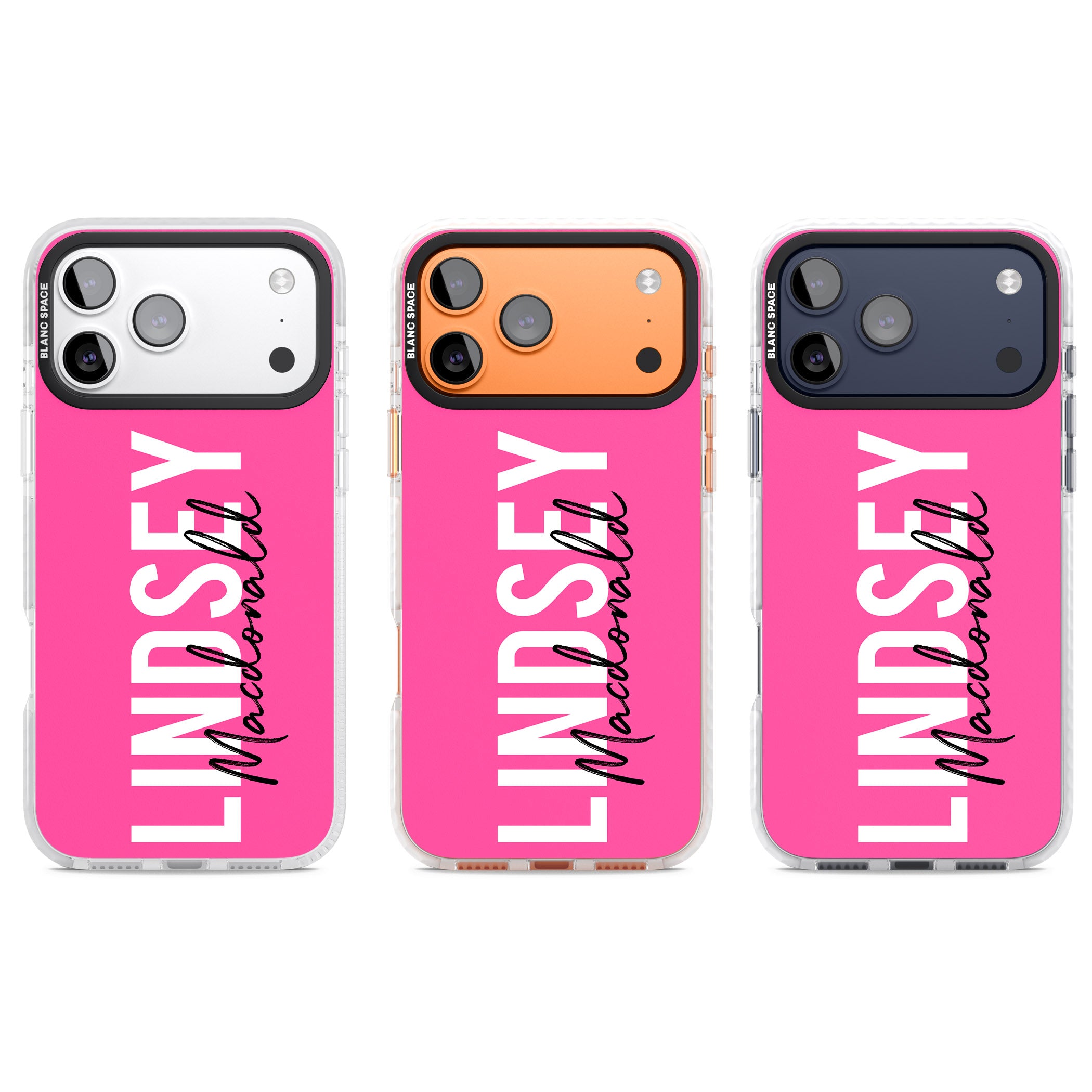 Personalised Bold Name: Pink iPhone 17 Pro Impact Pro Clear Phone Case APT Impact Protection