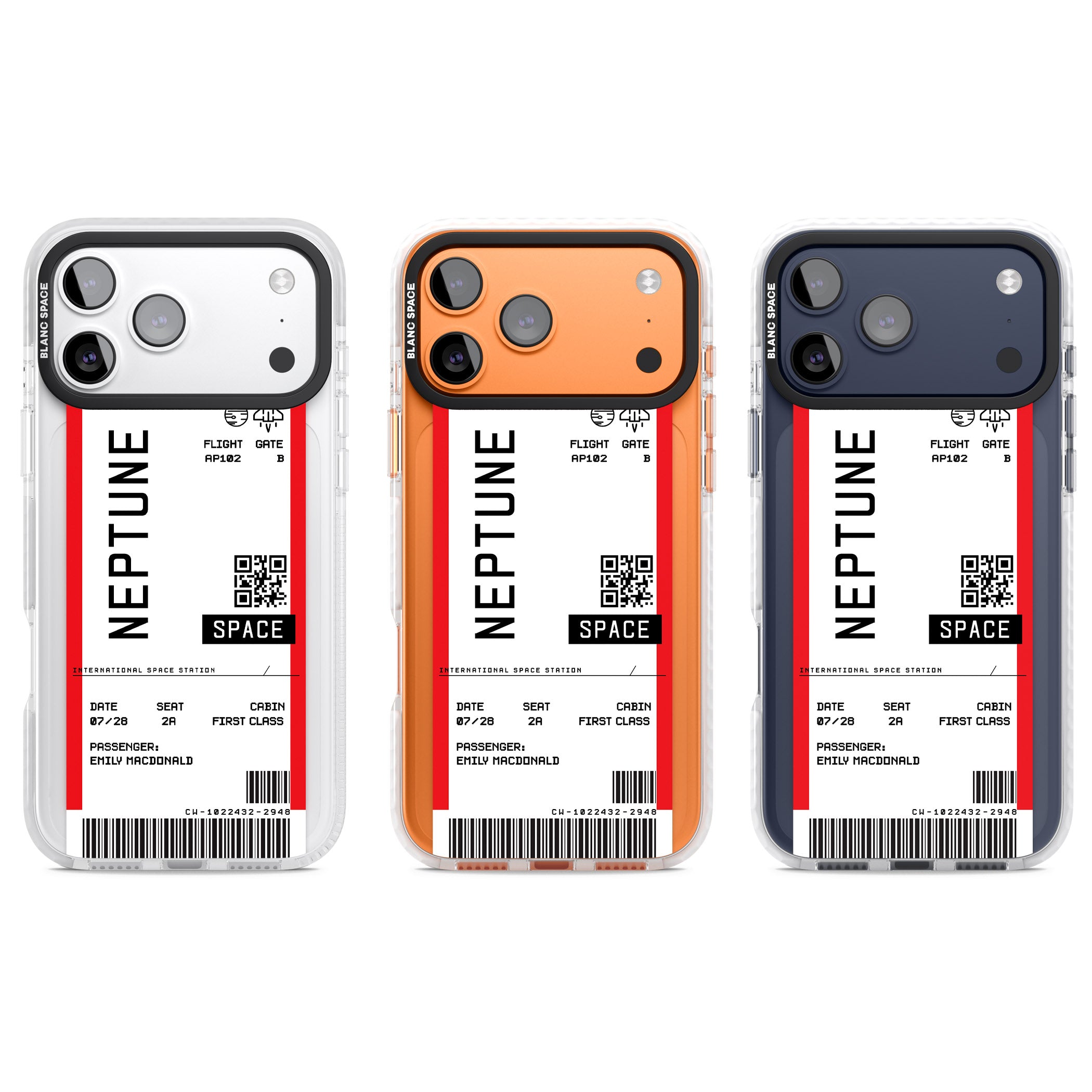 Personalised Neptune Travel Ticket iPhone 17 Pro Impact Pro Clear Phone Case APT Impact Protection