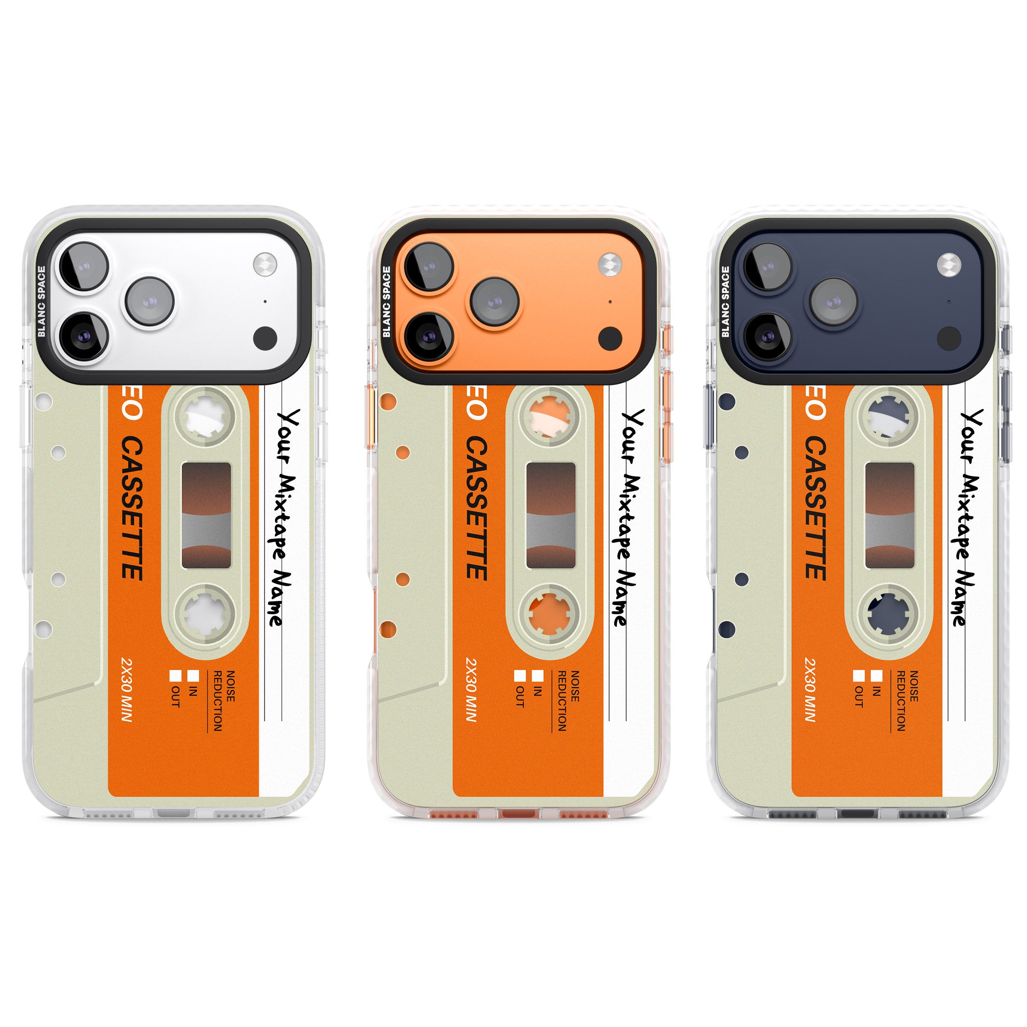 Personalised Retro Cassette Classic iPhone 17 Pro Impact Pro Clear Phone Case APT Impact Protection