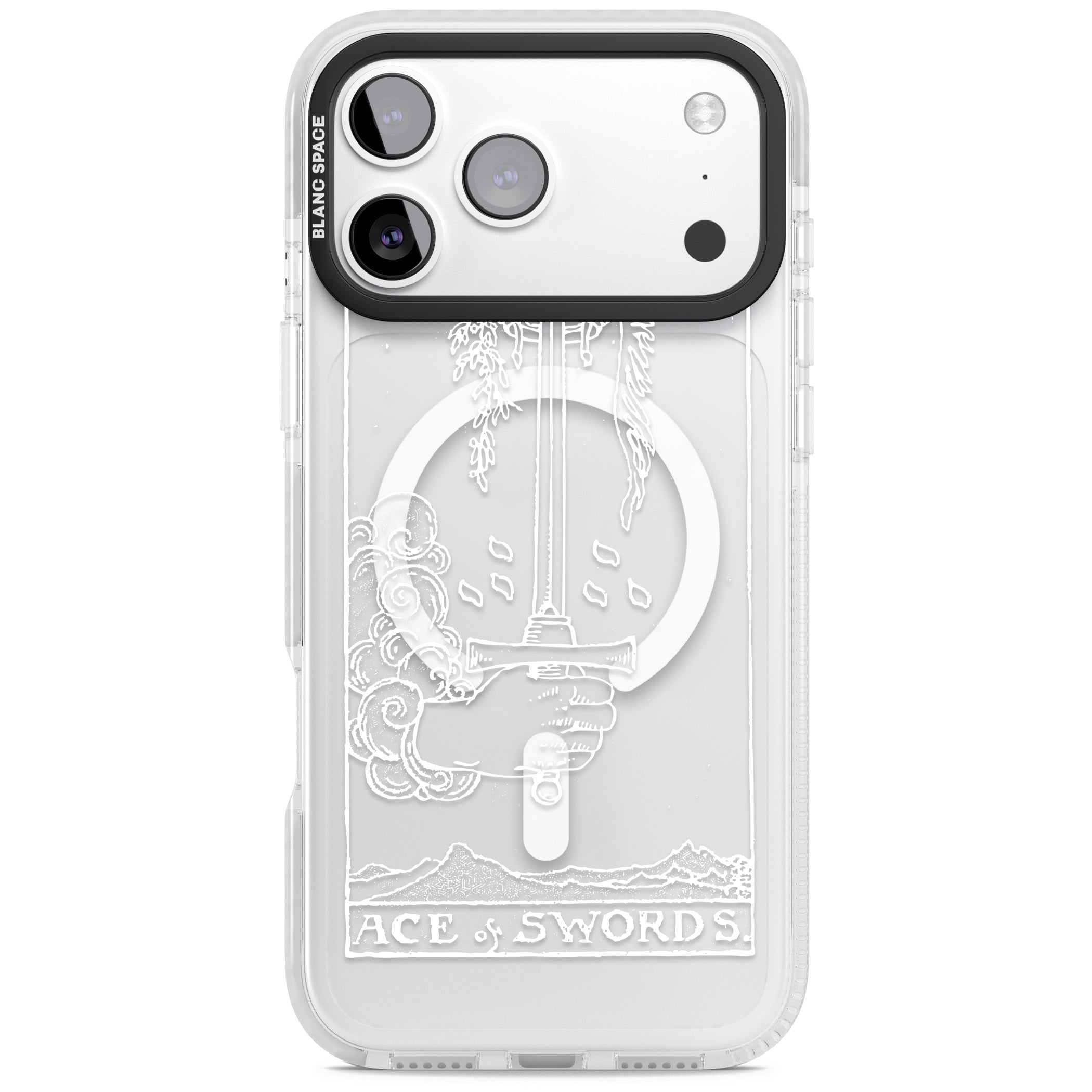 Personalised Ace Of Swords Tarot Card (White) iPhone 17 Pro Impact Pro Clear Phone Case