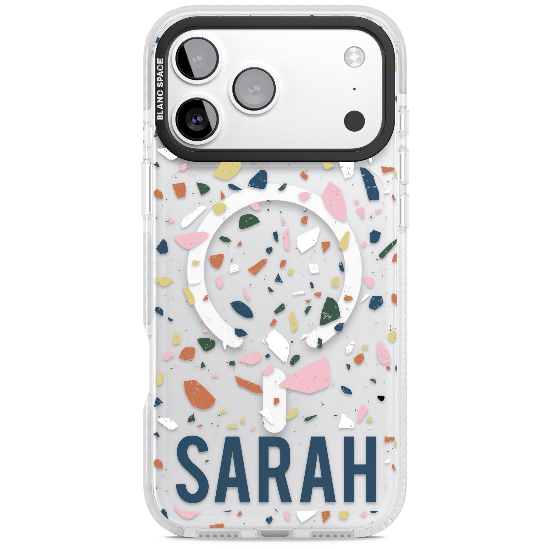 Personalised Terrazzo iPhone 17 Pro Impact Pro Clear Phone Case